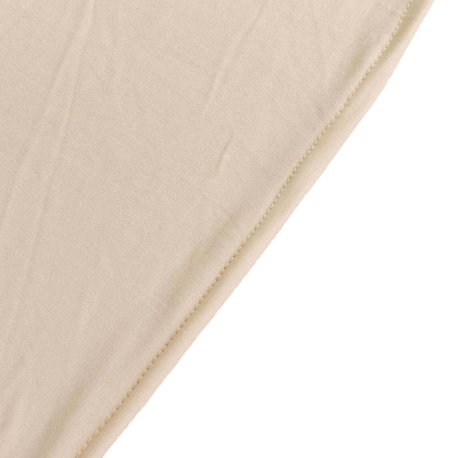 Stretch Spandex 48x30 Rectangle Tablecloth Beige - Durable Form-Fitting Table Cover