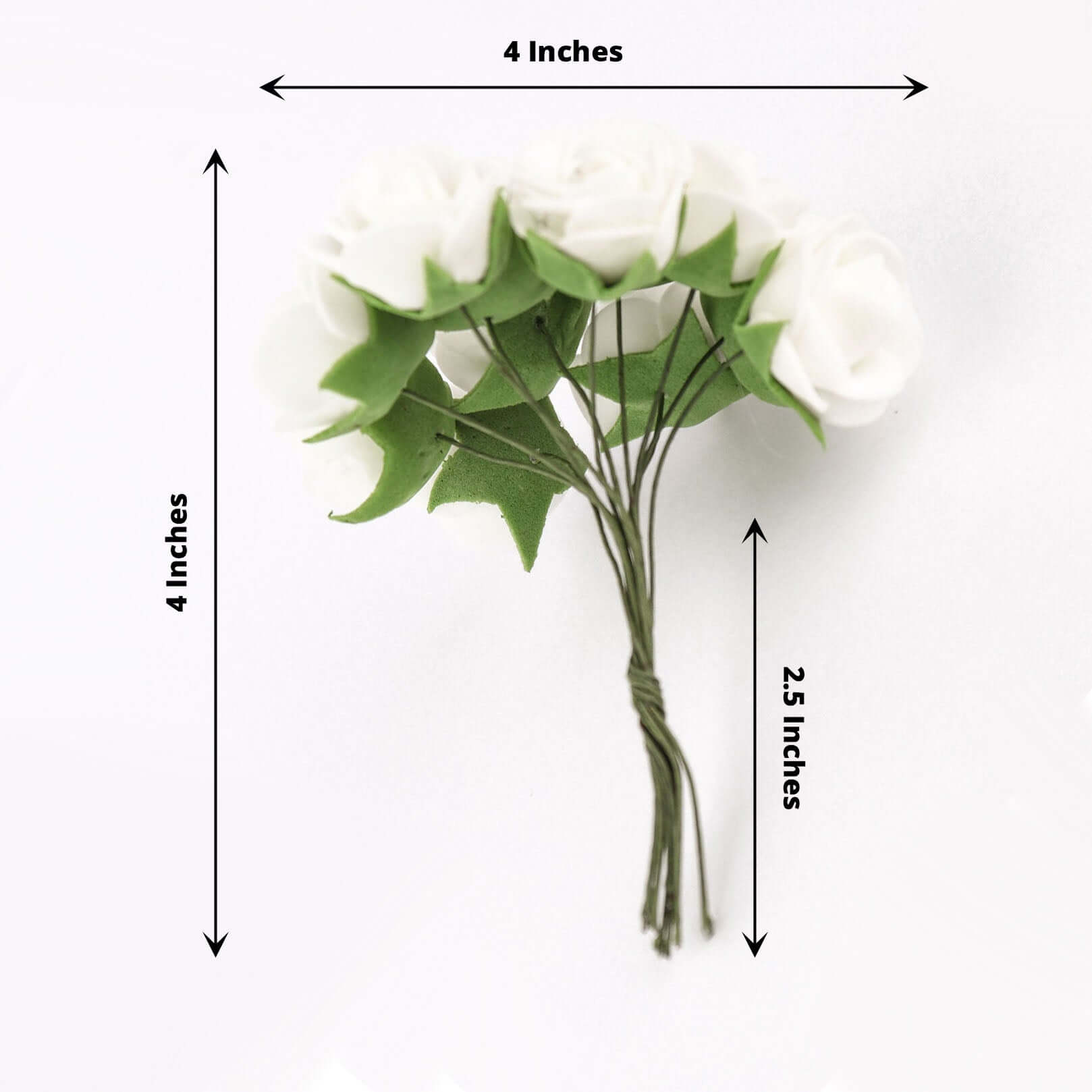 48 Roses 1 White Real Touch Artificial DIY Foam Rose Flowers With Stem, Craft Rose Buds