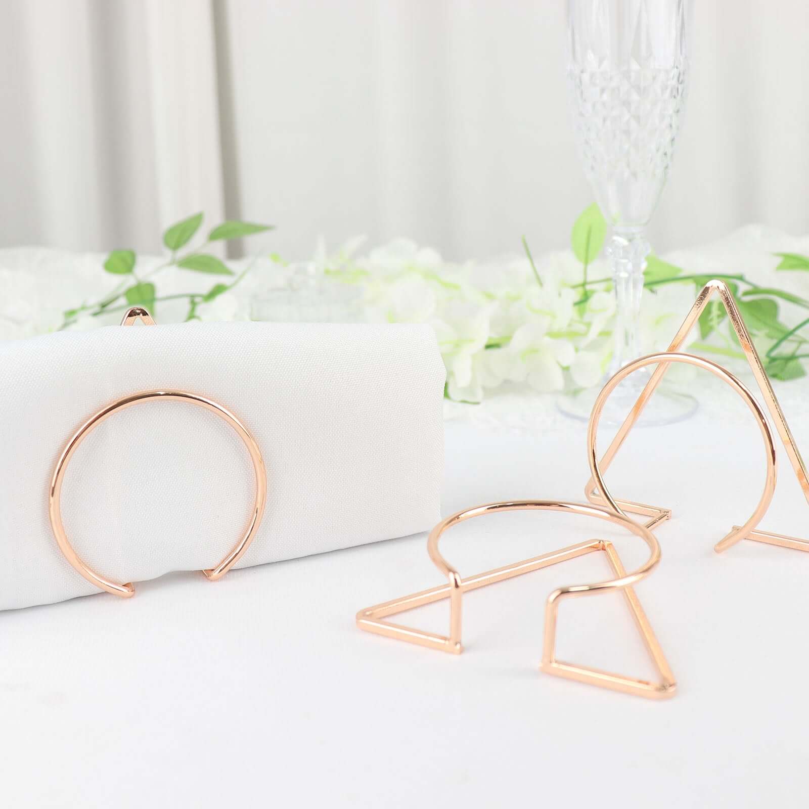 4 Pack Gold Geometric Metal Napkin Rings, Modern Nordic Napkin Holder Stands