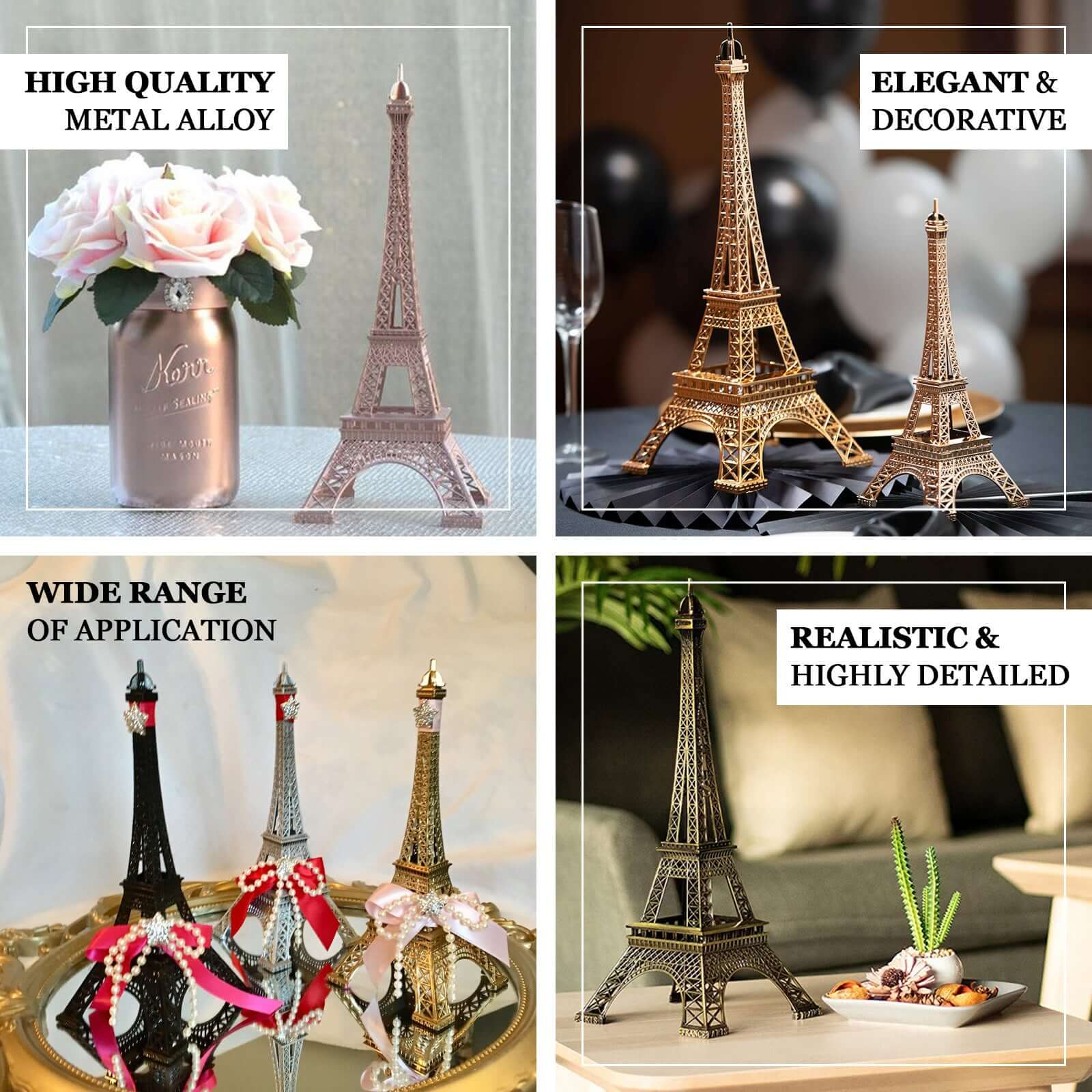 Eiffel Tower Table Centerpiece Metal Black - Stylish Decorative Cake Topper for Parties & Gatherings 6