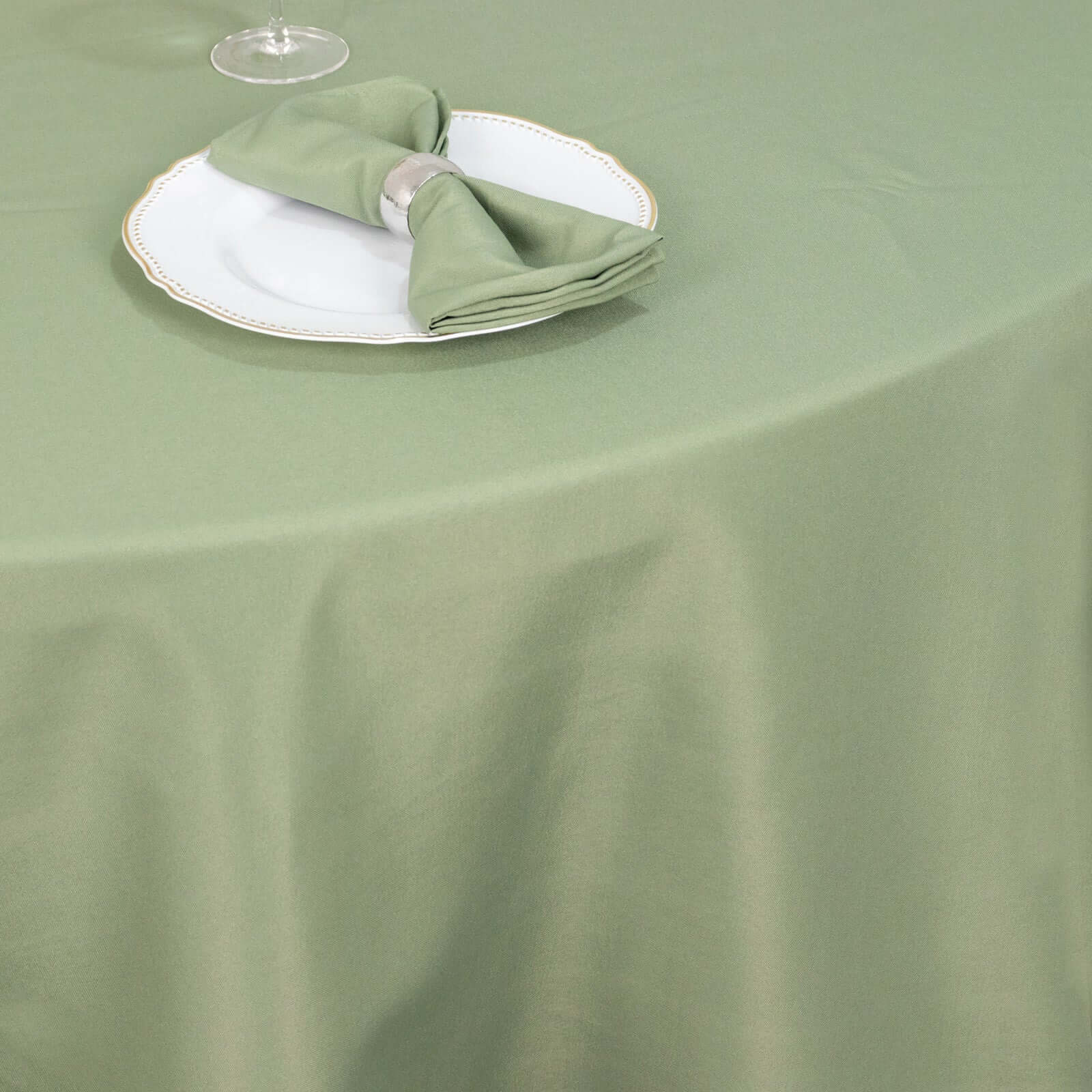 Premium Polyester 120 Round Tablecloth Dusty Sage Green - Seamless 220GSM Wrinkle-Resistant Table Cover