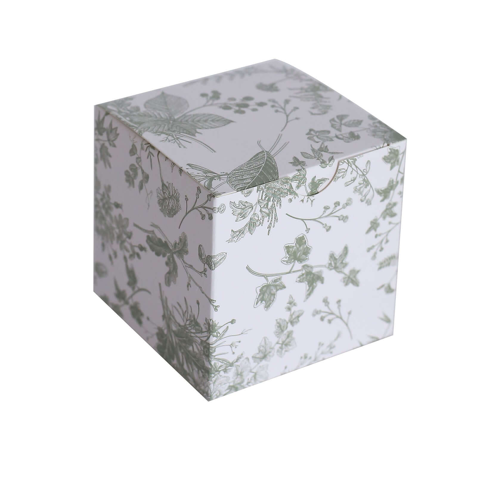 25 Pack White Sage Green Paper Favor Boxes in French Toile Pattern, Cardstock Party Shower Candy Gift Boxes - 3x3x3