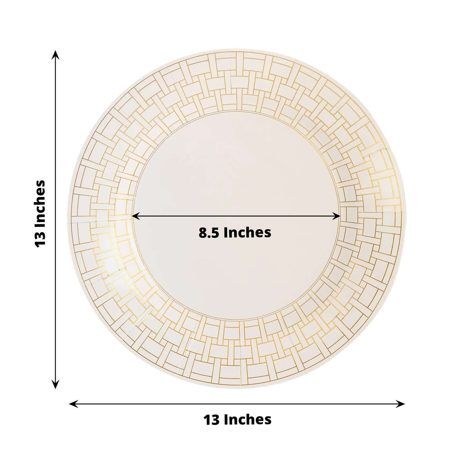 10-Pack Disposable Table Placemats in White with Gold Basketweave Pattern Rim - 650GSM Cardboard Placemats for Weddings & Banquets 13