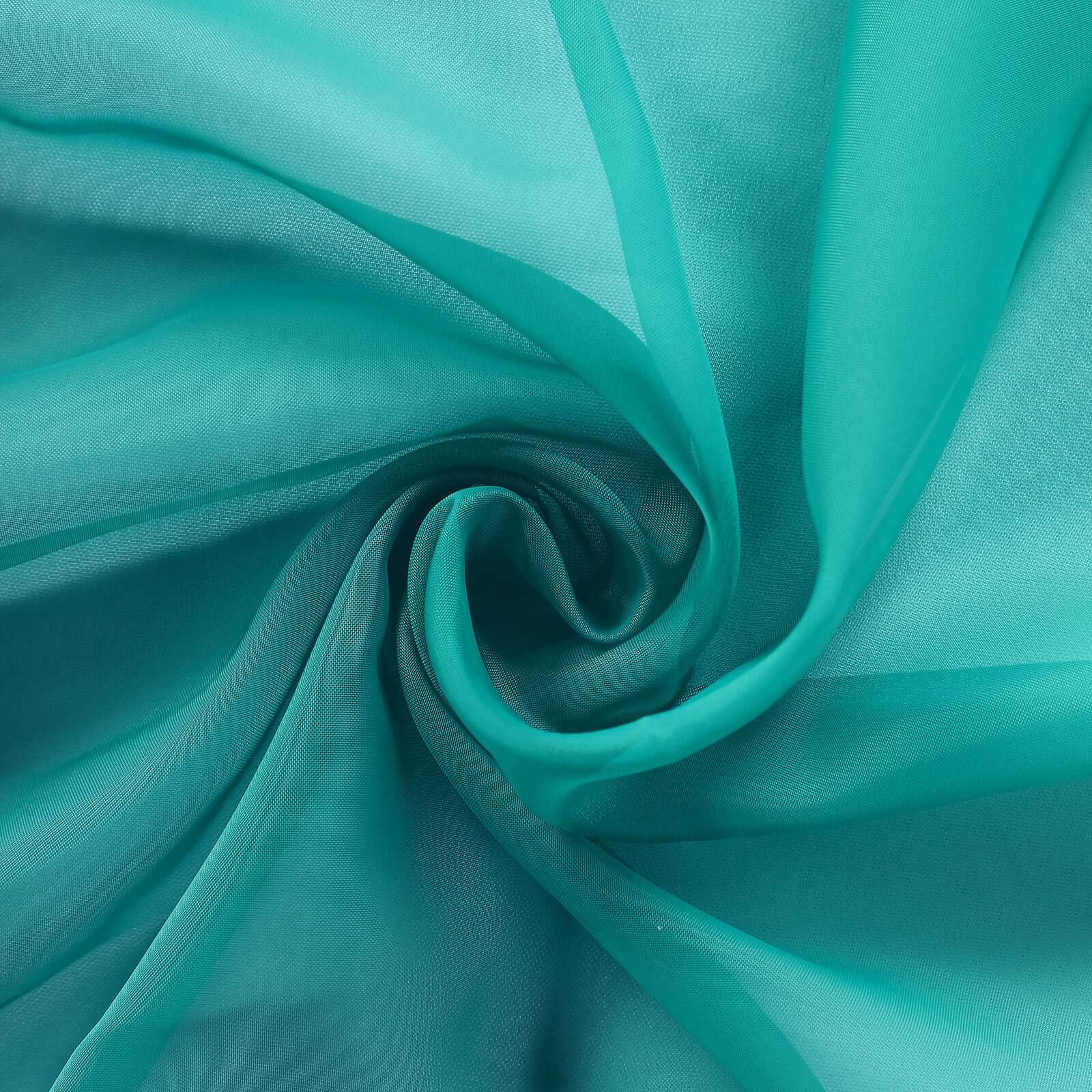 5 Pack Premium Chiffon Chair Sashes Turquoise - Soft & Lightweight Designer Chair Bows 22x78