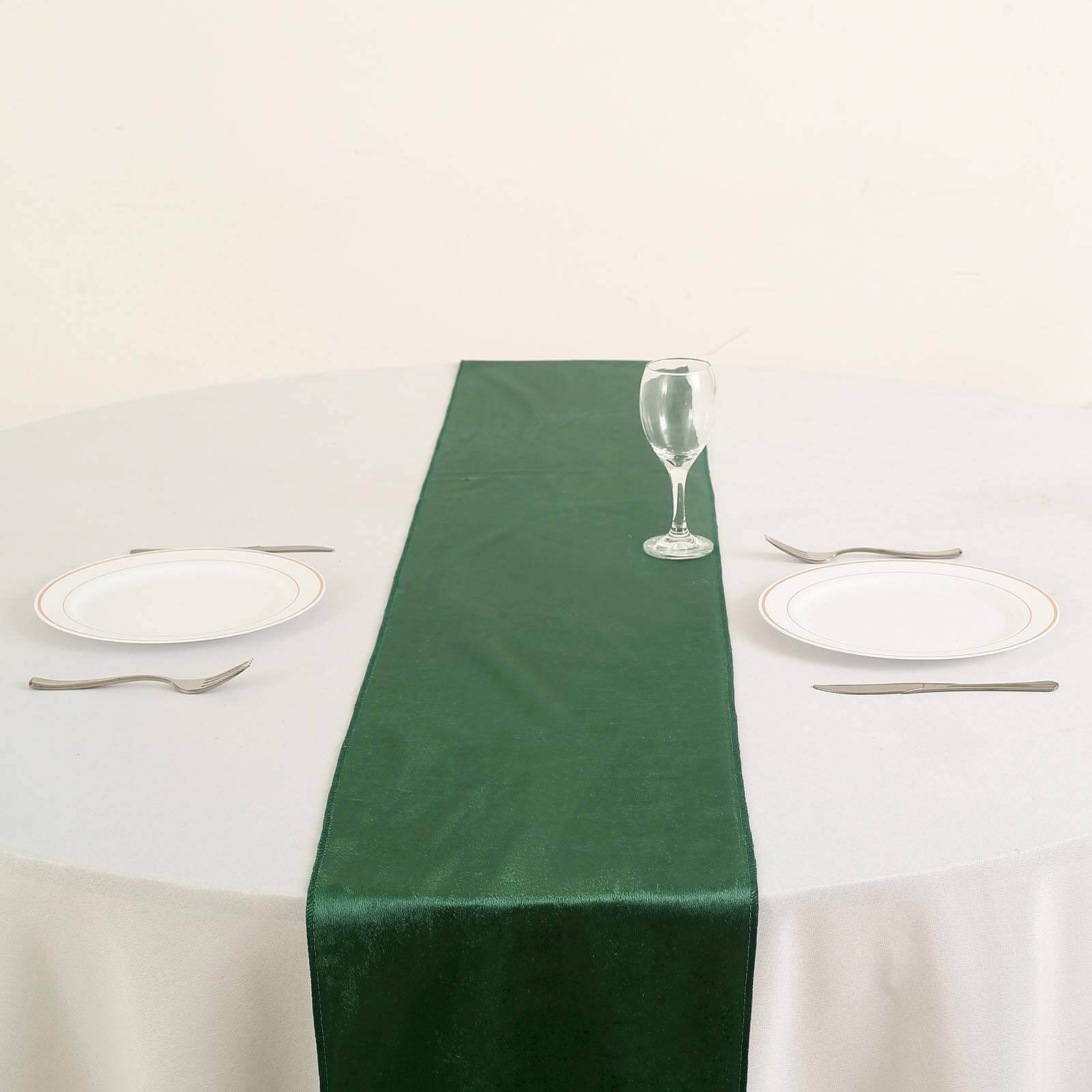 Premium Velvet 12x108 Table Runner Hunter Emerald Green - Sheen Finish Reusable Table Decor