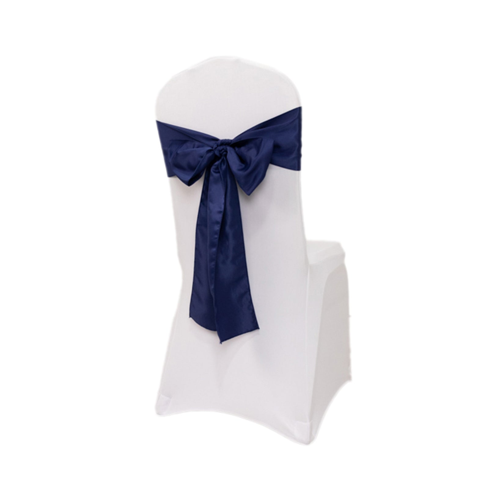 5 Pack Lamour Satin 6x106 Chair Sashes Navy Blue - Stylish Reusable Decorative Bows