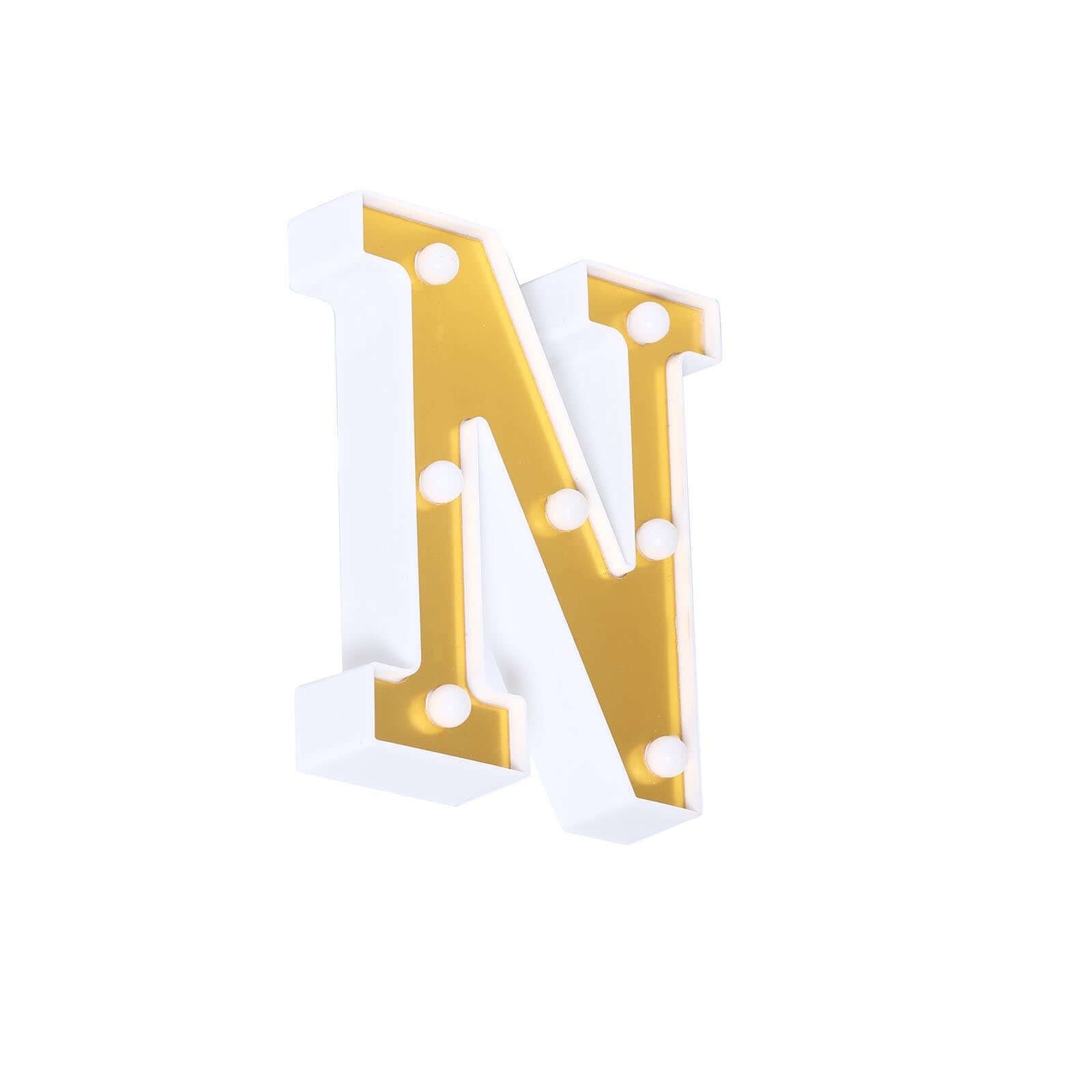 3D Marquee Letter N Warm White 7 LED Lights Gold - Chic Light-Up Decor for Events 6