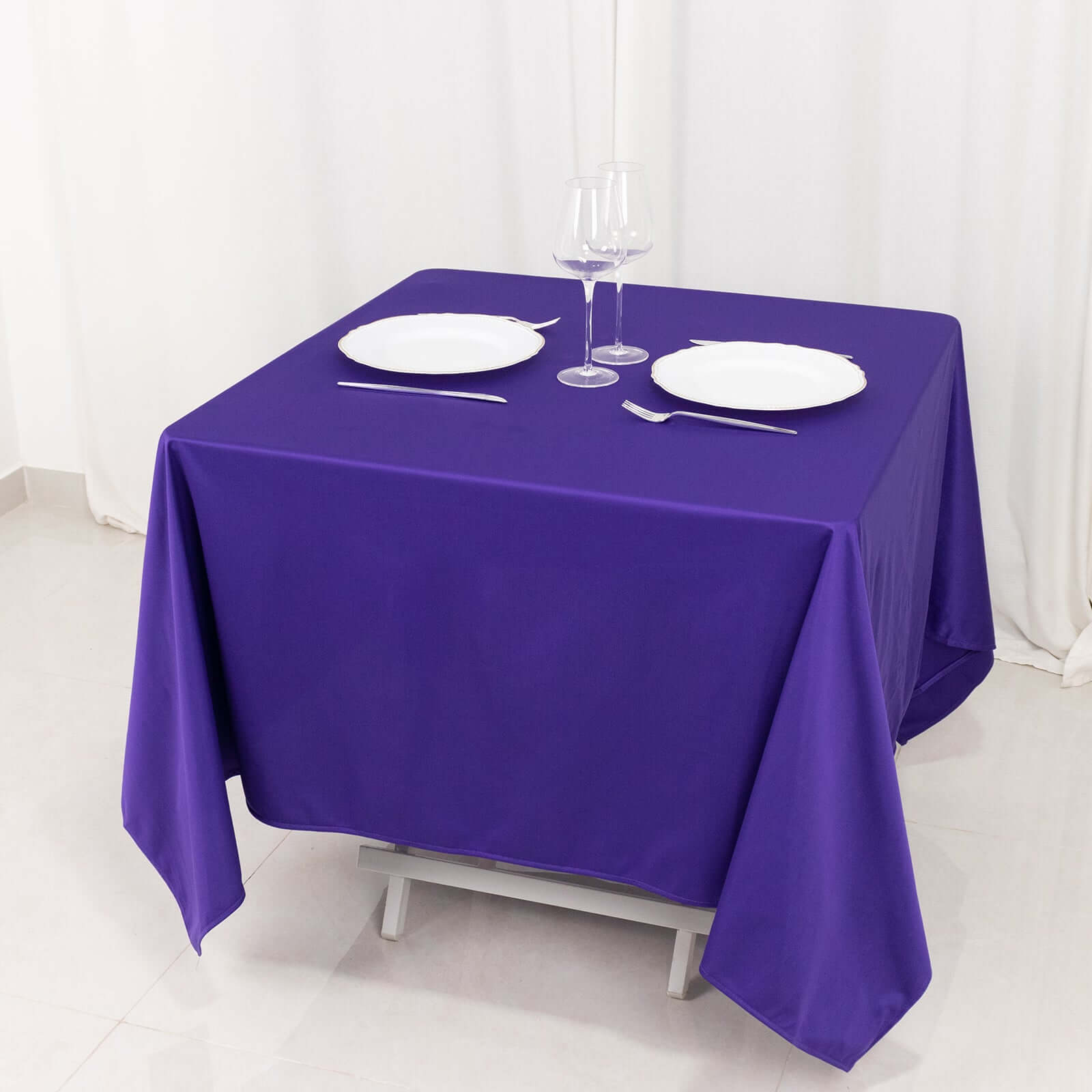 Premium Scuba Square 70x70 Tablecloth Purple - Wrinkle Free & Stain Resistant Table Cover