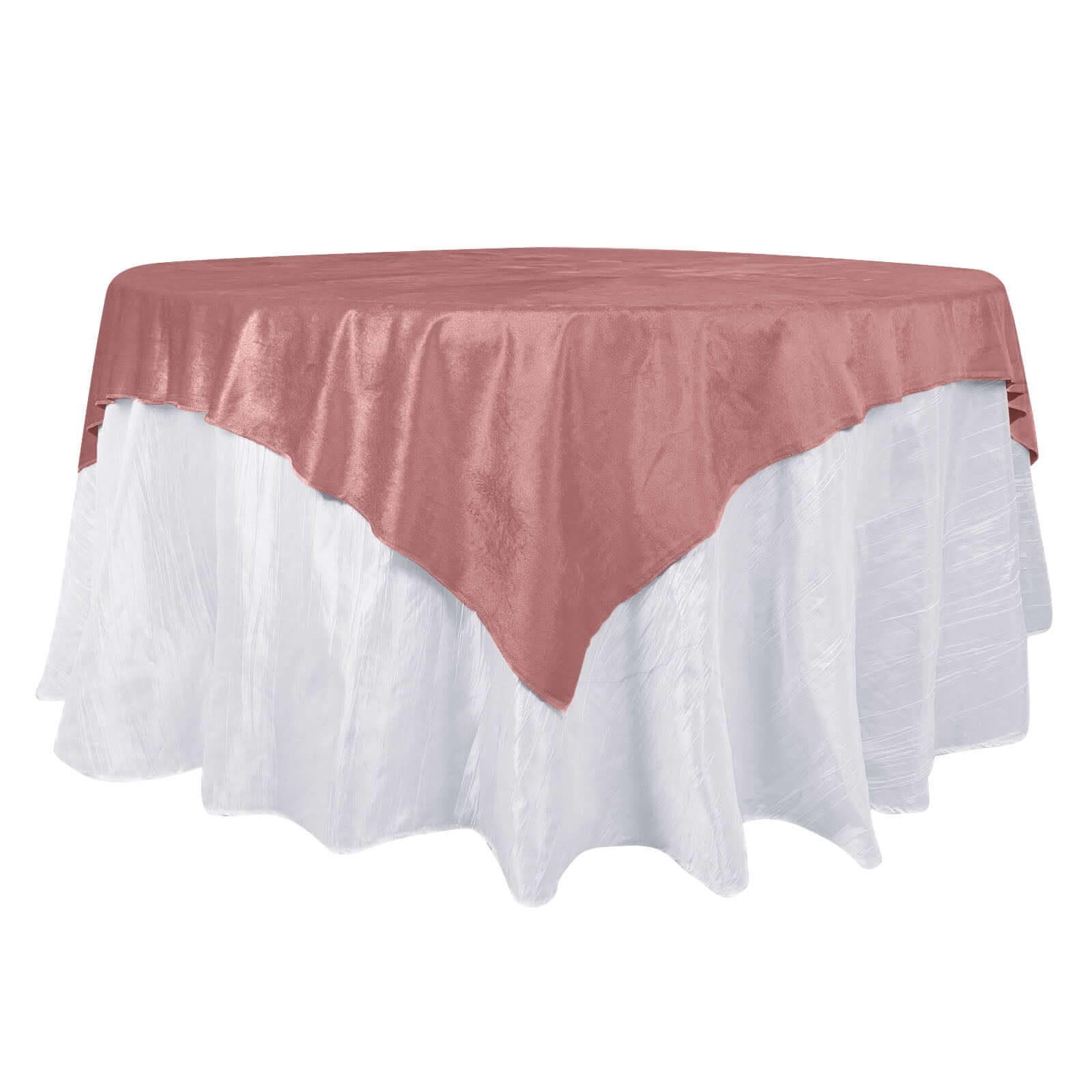 Velvet 72x72 Table Overlay Square Tablecloth Dusty Rose - Premium Soft Finish Table Topper