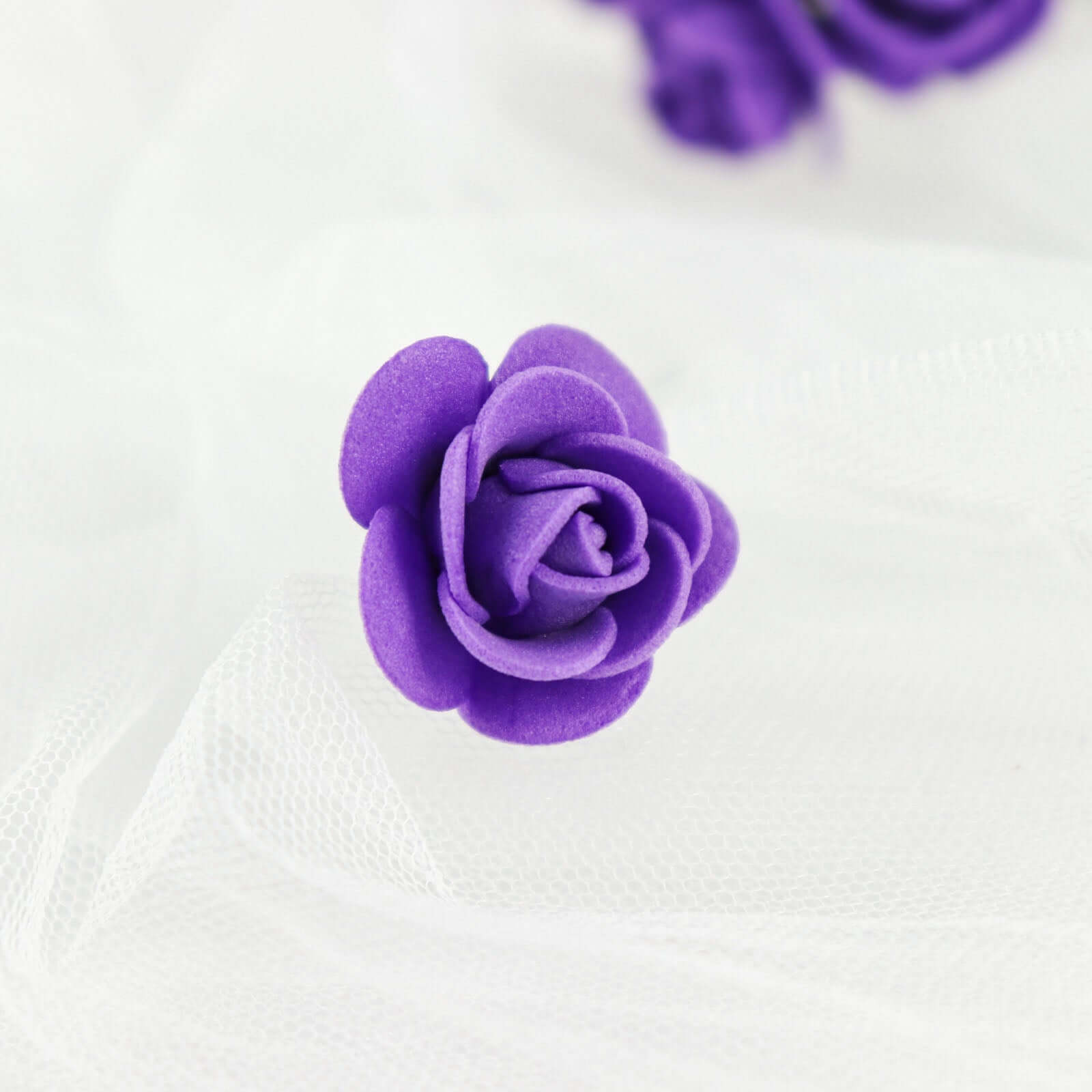 48 Roses 1 Purple Real Touch Artificial DIY Foam Rose Flowers With Stem, Craft Rose Buds