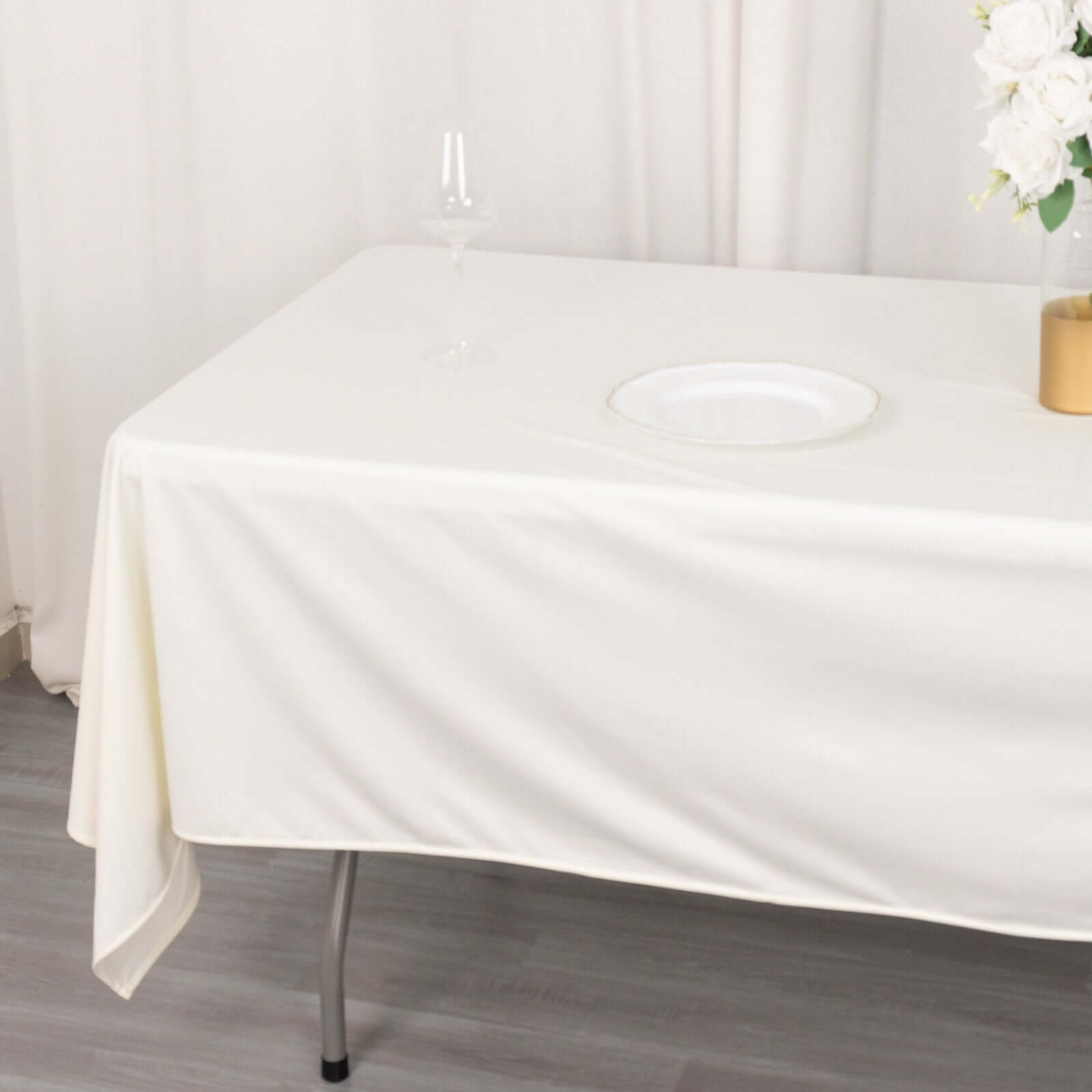 Premium Scuba Rectangular 60x102 Tablecloth Ivory - Wrinkle Free & Stain Resistant Table Cover