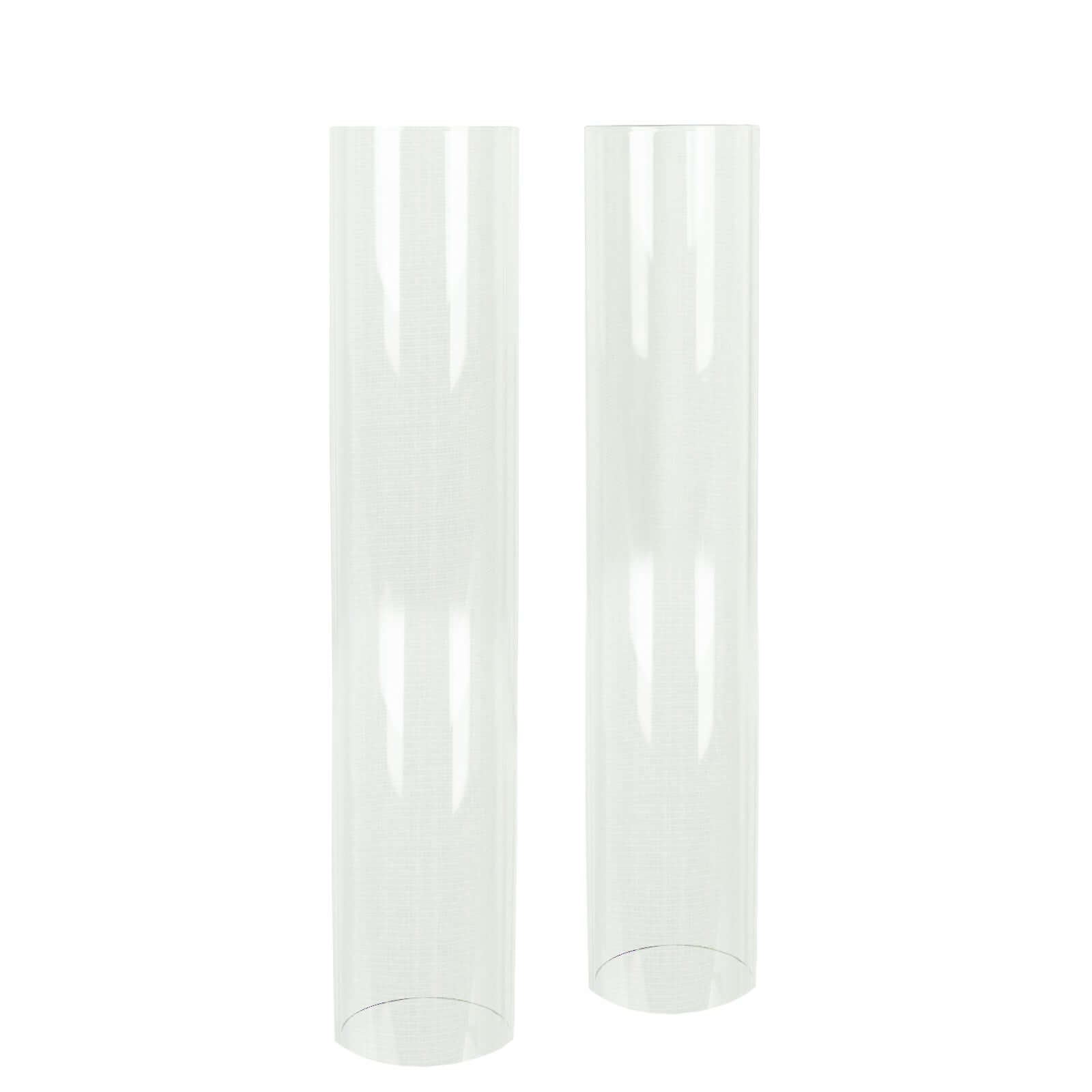 2-Pack Glass Pillar Hurricane Candle Shades - Clear Chimney Tube with 2.25 Wide Open Ends 12