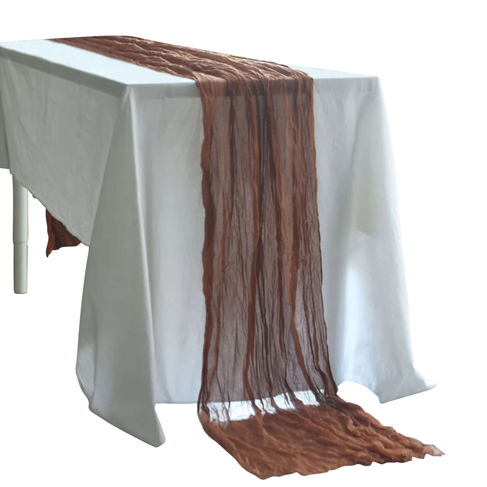 Gauze Cheesecloth 10ft Table Runner Cinnamon Brown - Rustic Boho Style