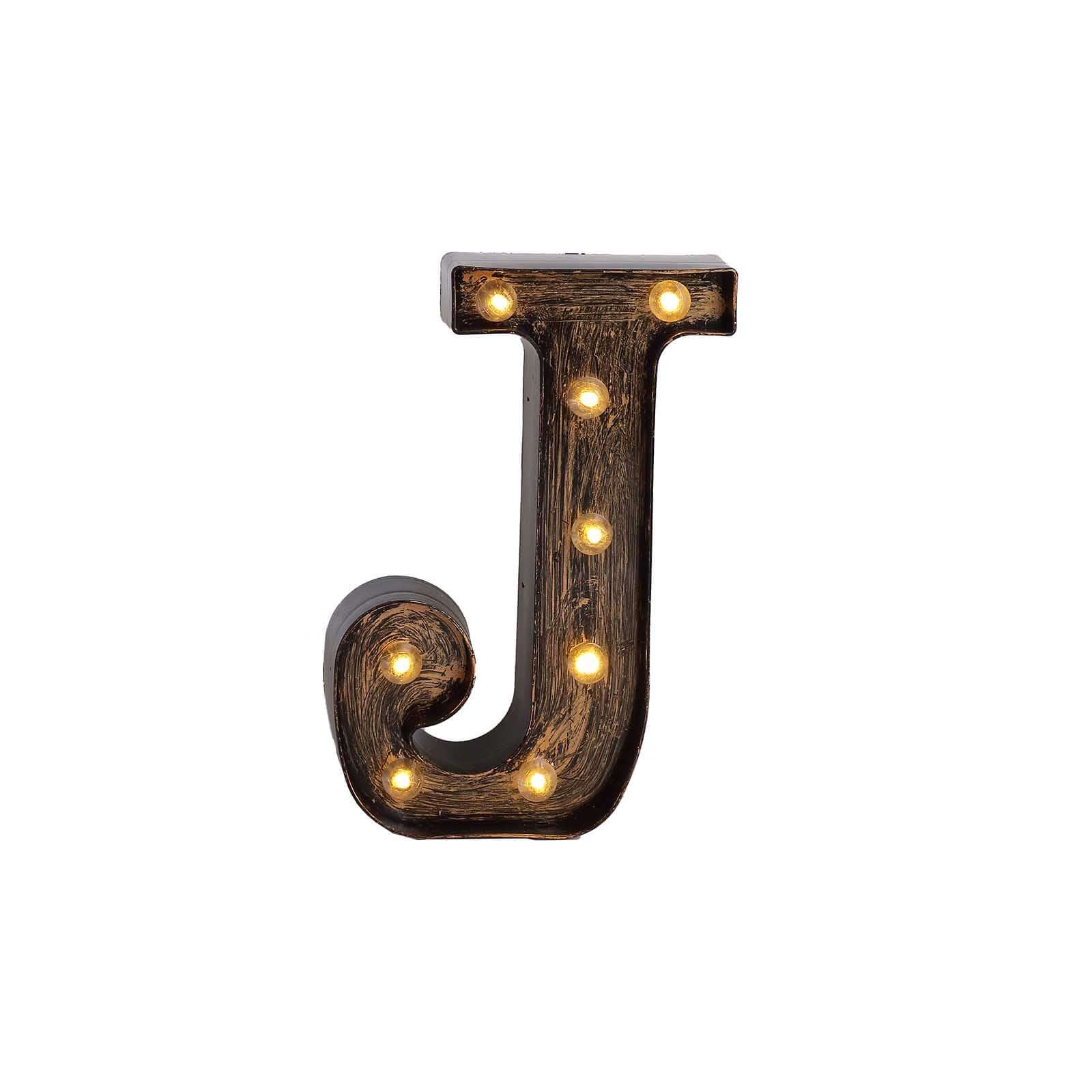 LED Marquee Letter J Industrial Style Antique Black - Light-Up Alphabet Sign for Weddings & Displays 9