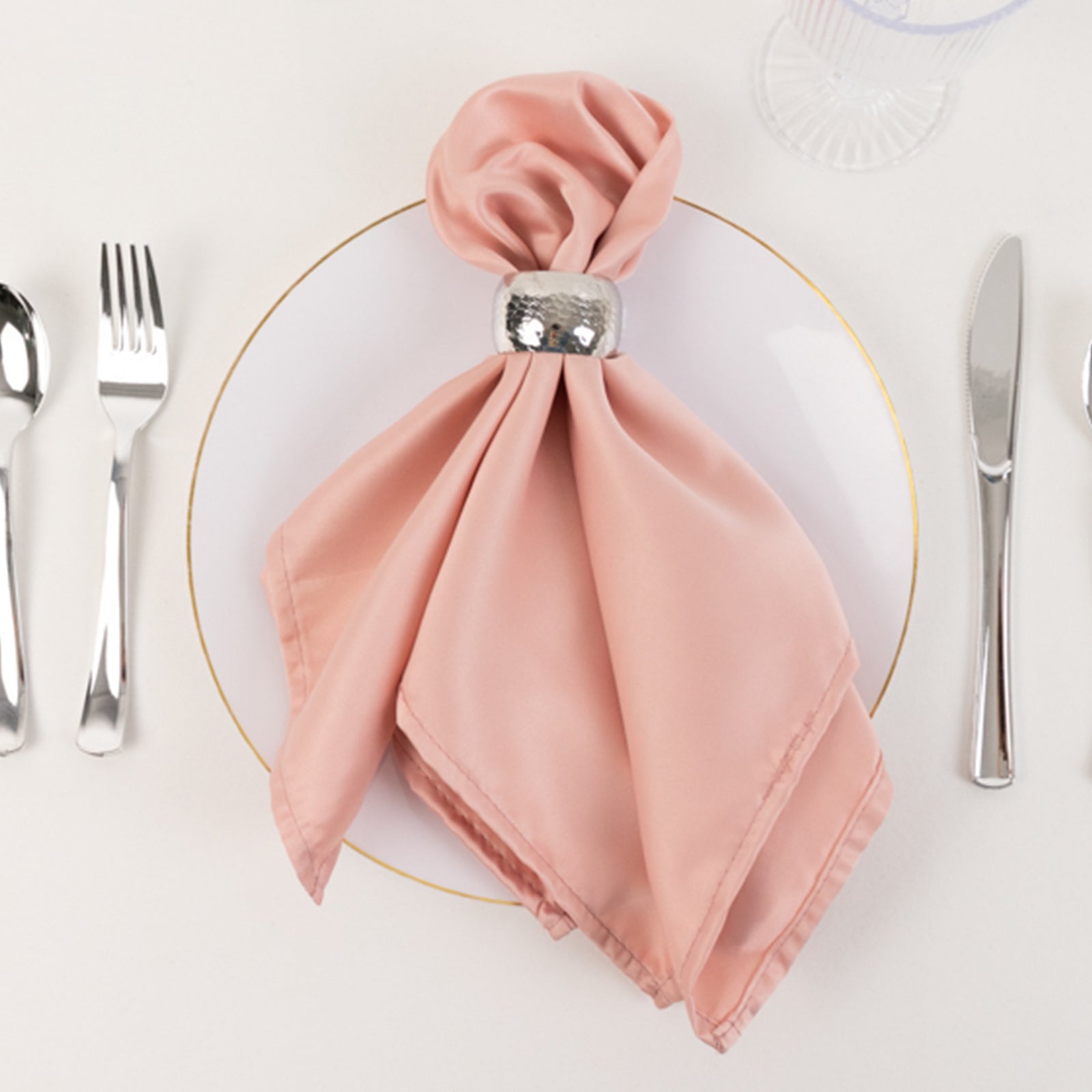 5 Pack Lamour Satin 20x20 Napkins Dusty Rose - Soft Matte Finish Dinner Napkins