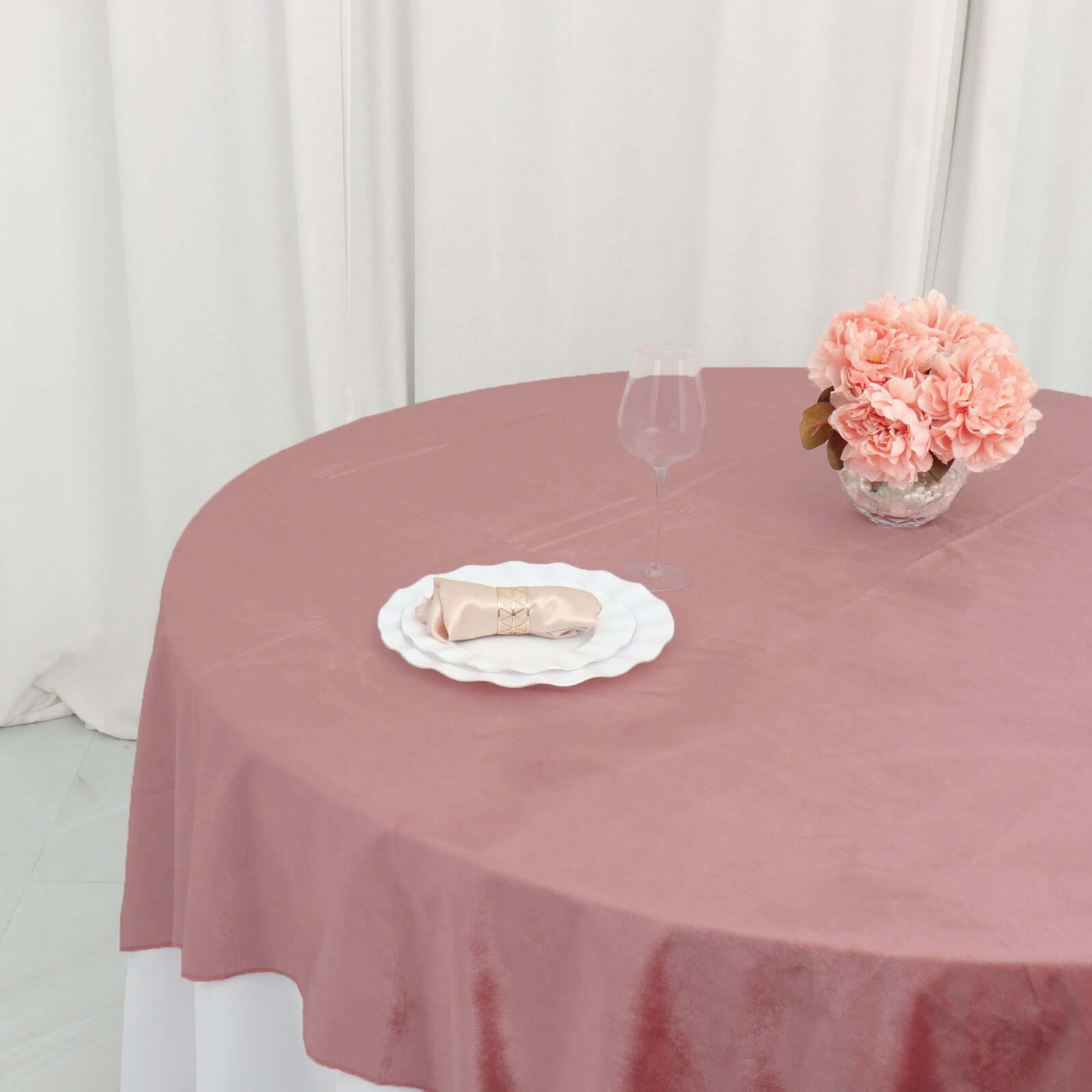 Velvet 72x72 Table Overlay Square Tablecloth Dusty Rose - Premium Soft Finish Table Topper