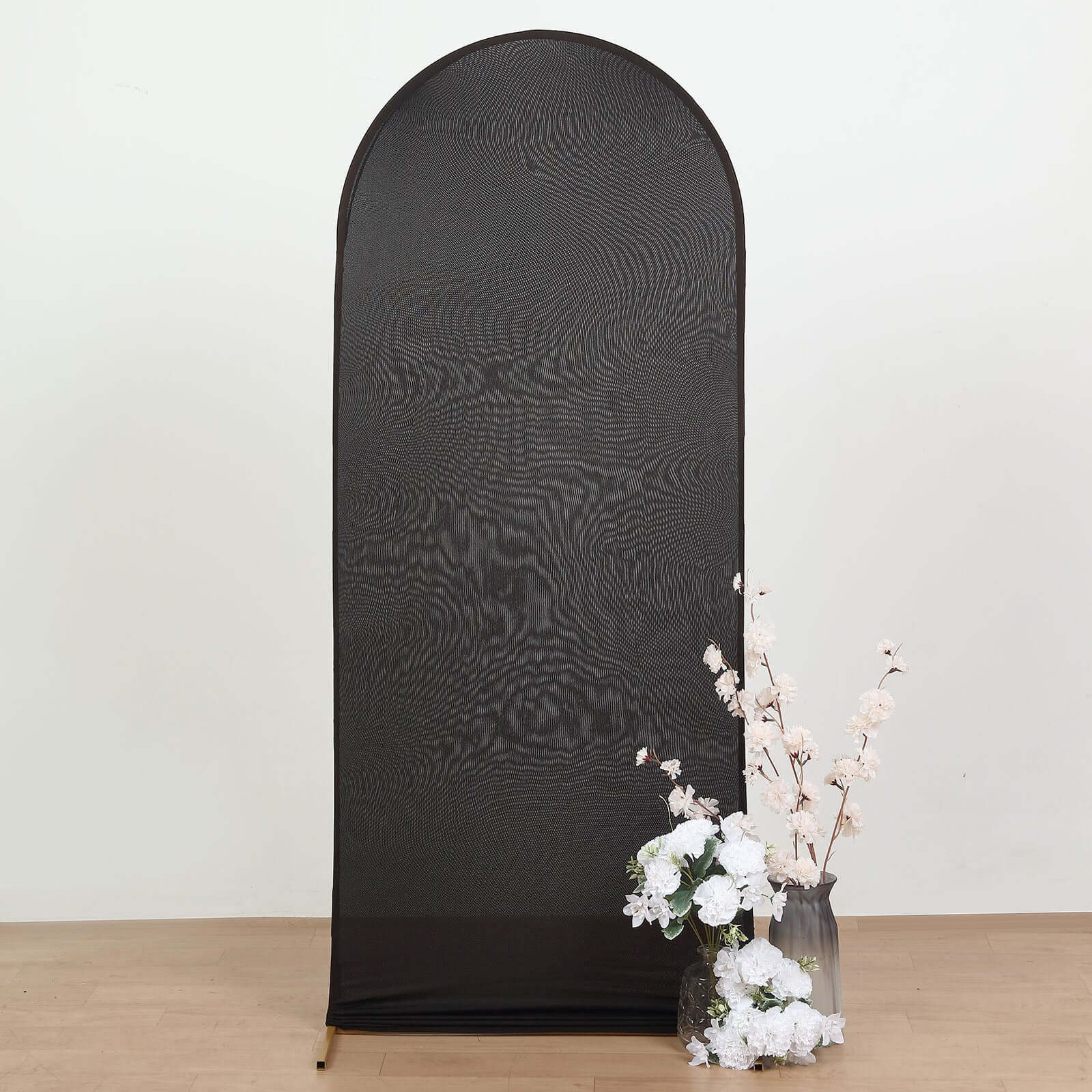 5ft Matte Black Spandex Fitted Chiara Backdrop Stand Cover For Round Top Wedding Arch