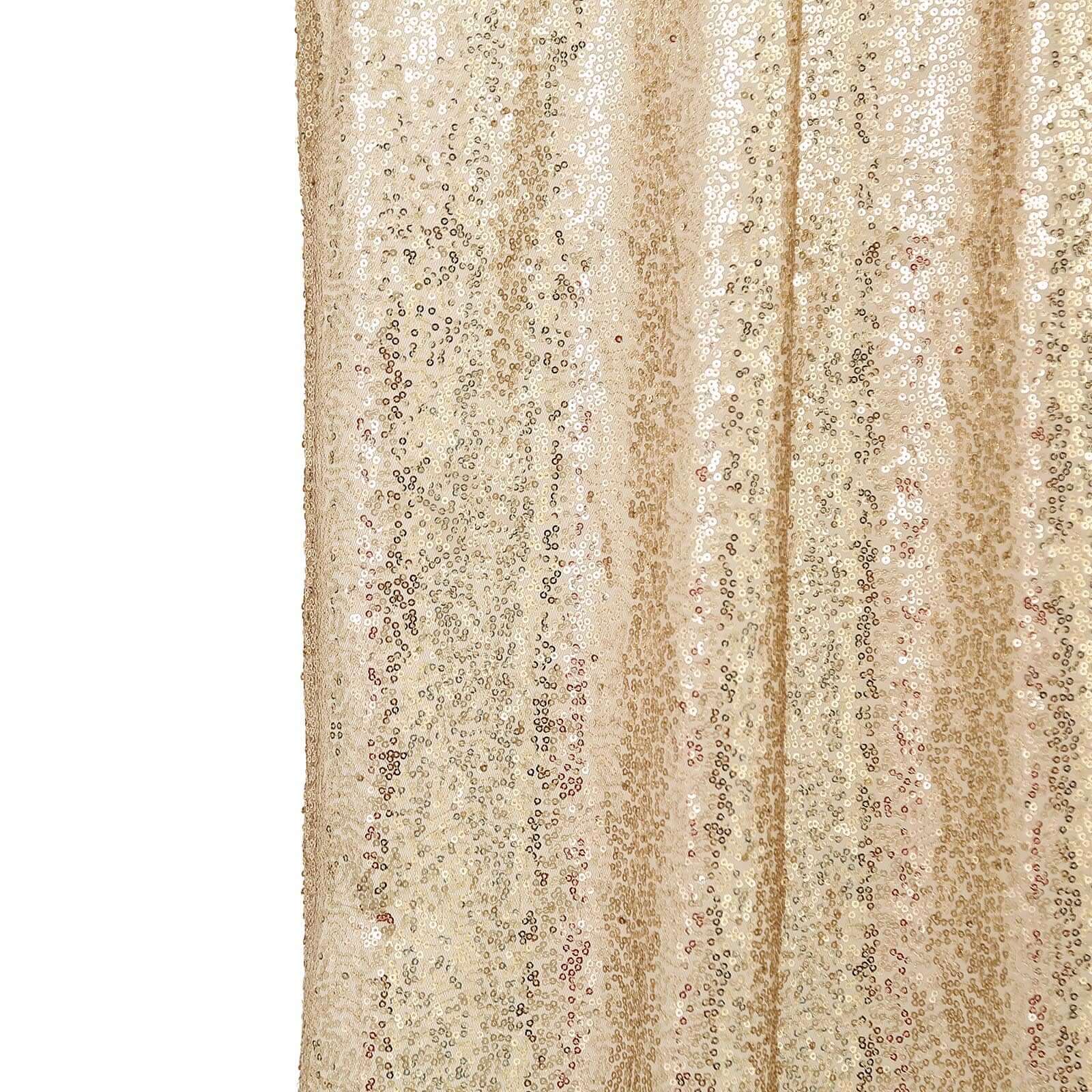 8ftx8ft Champagne Sequin Event Curtain Drapes, Backdrop Event Panel