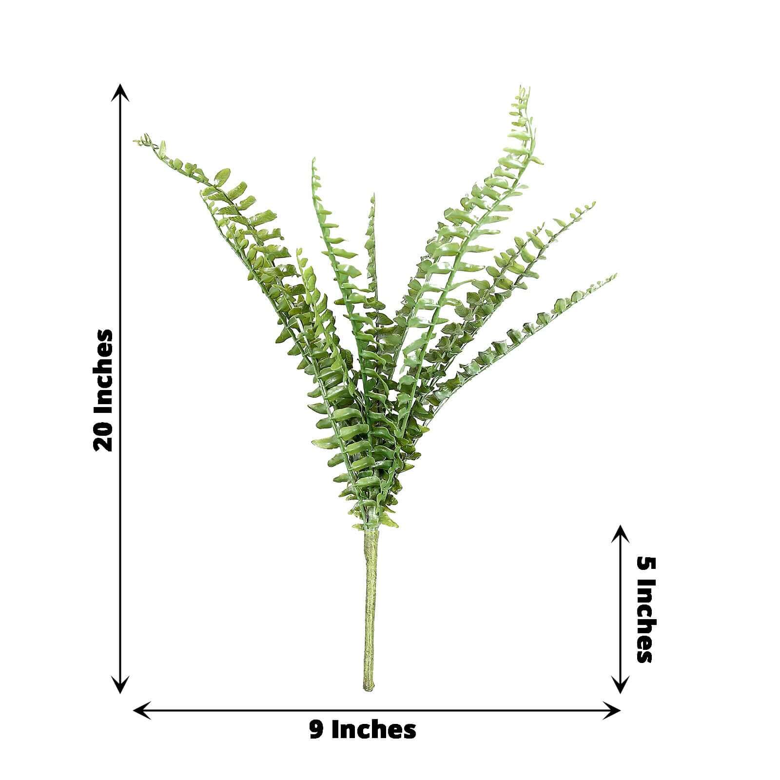 20 Artificial Boston Fern Green Leaf Plant, Premium Real Touch Indoor Spray