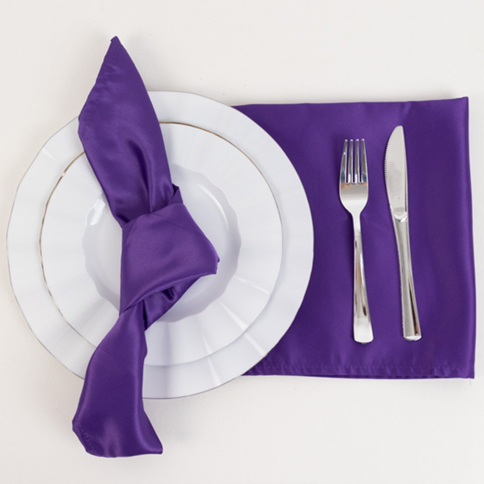 5 Pack Lamour Satin 20x20 Napkins Purple - Soft Matte Finish Dinner Napkins