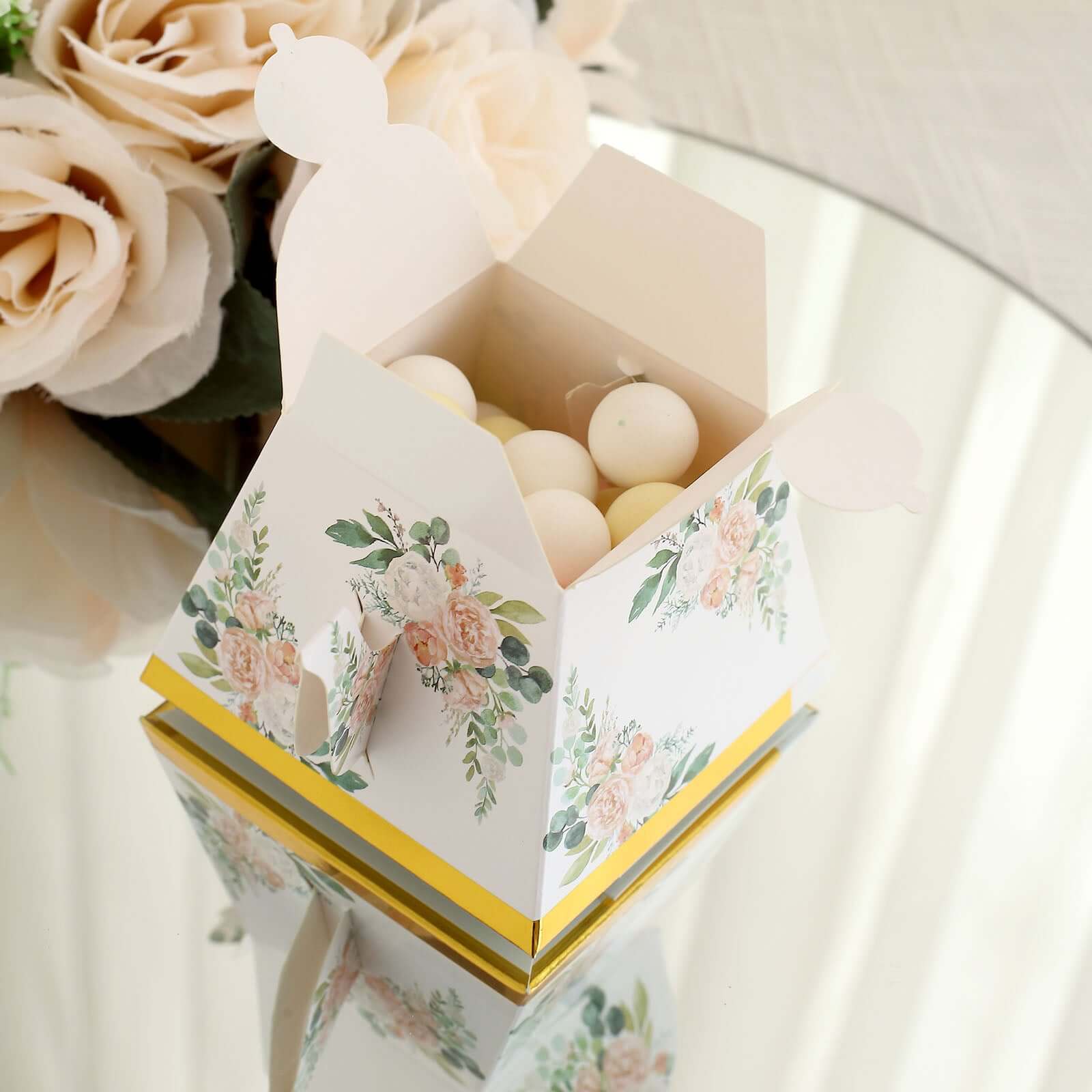 25 Pack Pink Peony Floral Mini Teapot Party Favor Boxes with Gold Edge, Tea Time Gift Boxes - 5x4