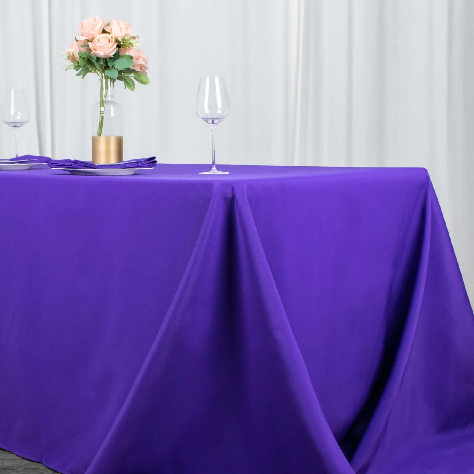 Premium Polyester 90x132 Rectangle Tablecloth Purple - Seamless 220GSM Stain-Resistant Table Cover