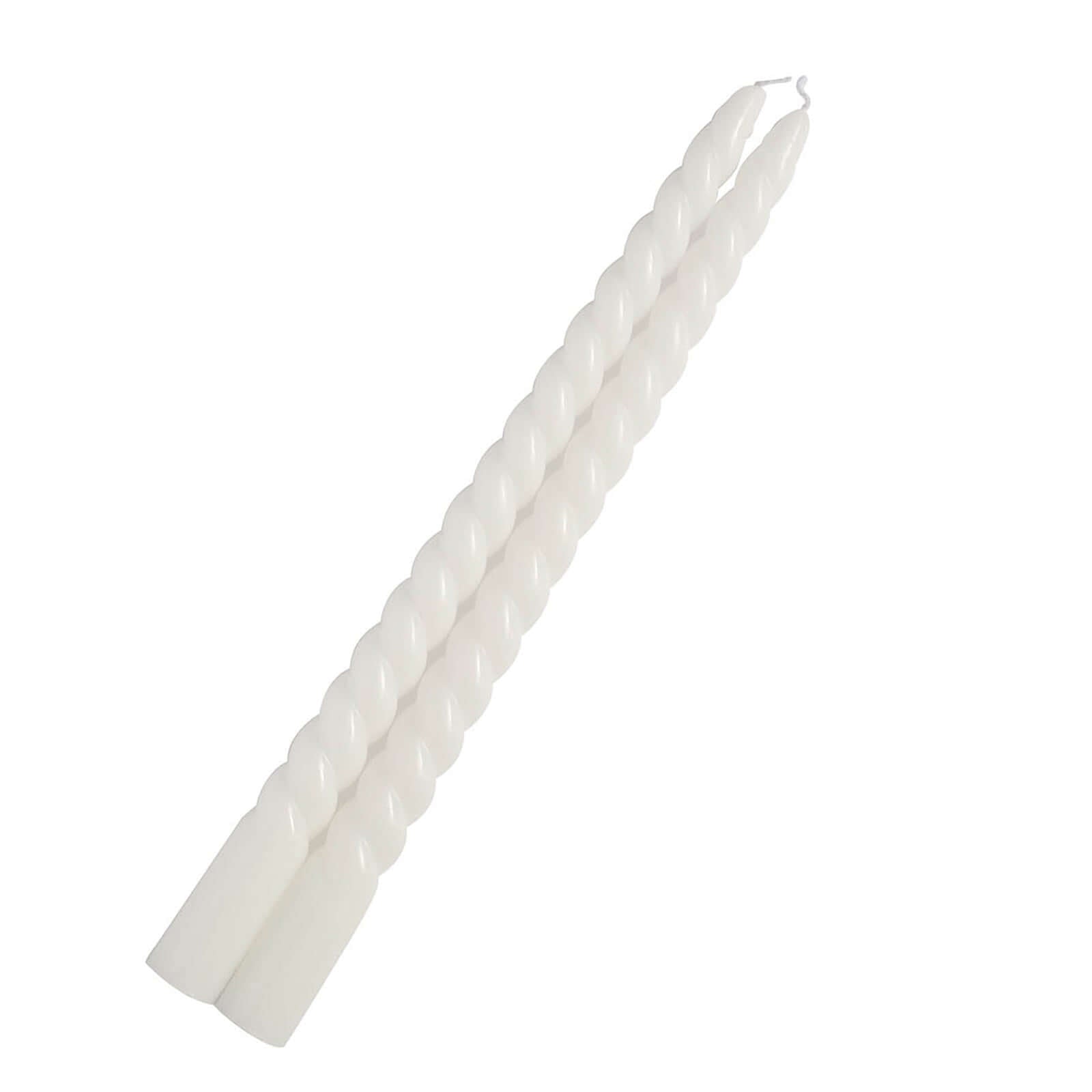 12-Pack Taper Candles Spiral Long Burn Wick Design White - Premium Unscented Wax Dinner Candle Sticks 11