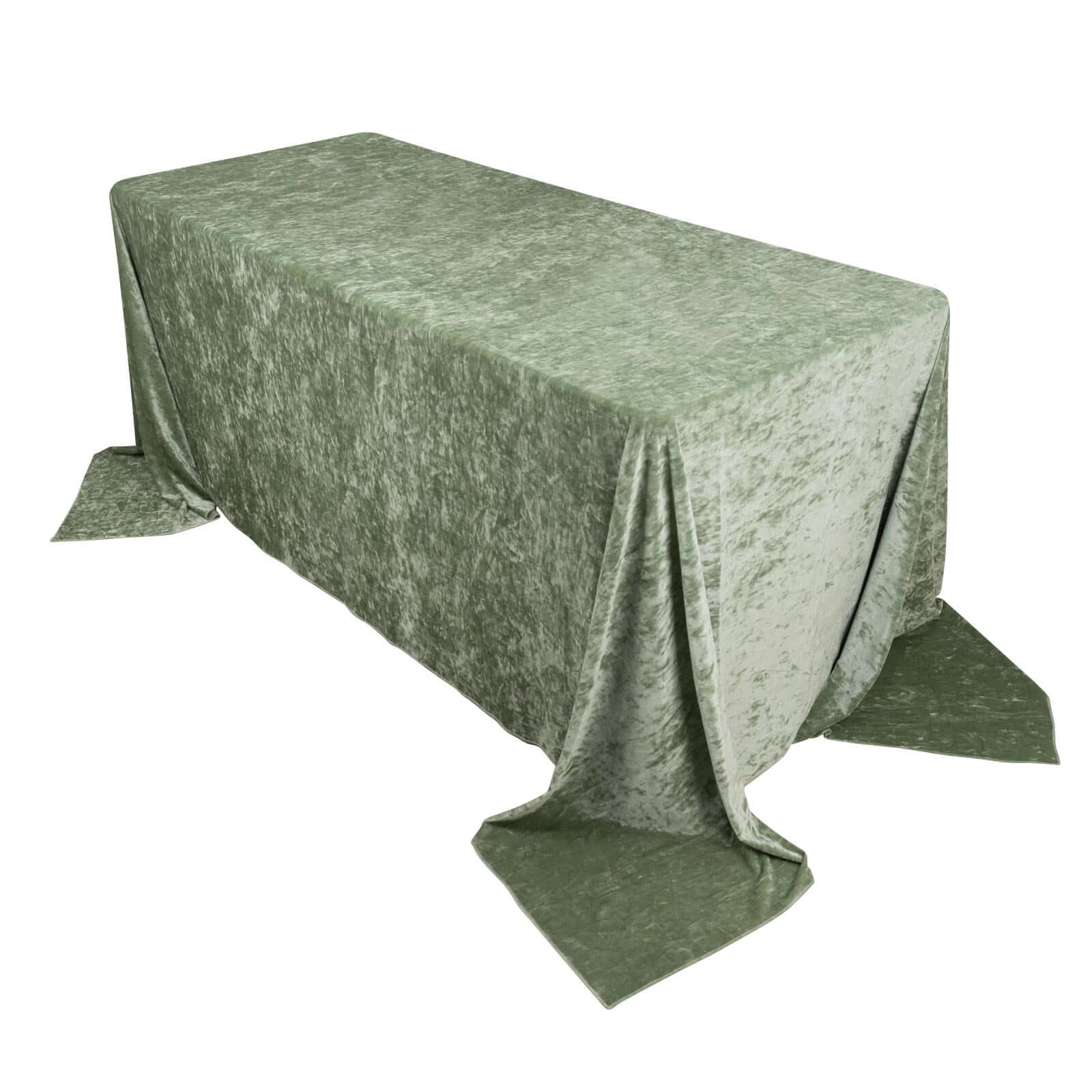 Premium Crushed Velvet 90x132 Rectangle Tablecloth Sage Green - Reusable Soft & Seamless Table Cover