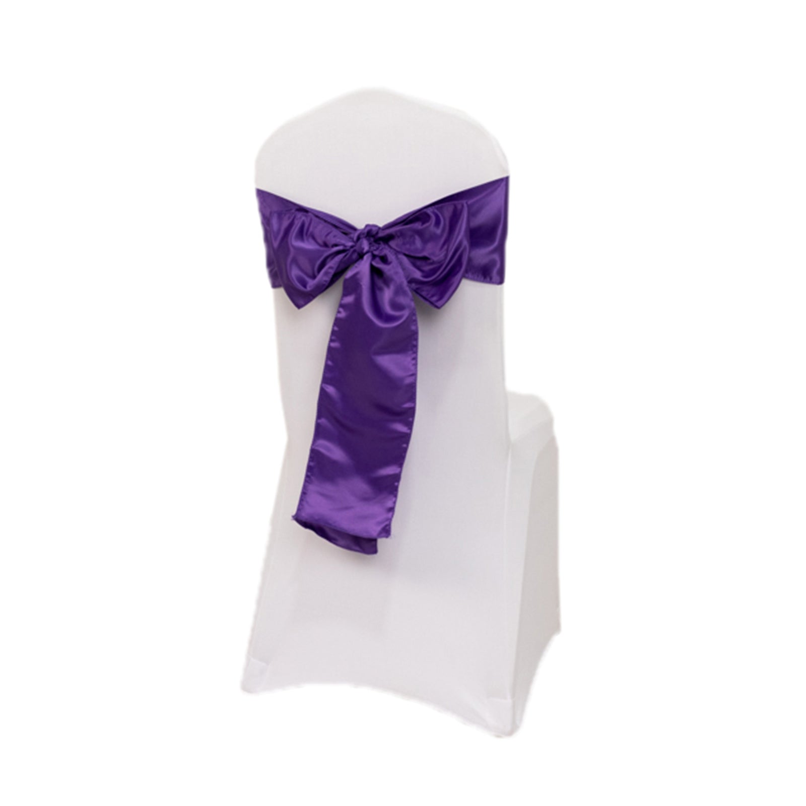 5 Pack Lamour Satin 6x106 Chair Sashes Purple - Stylish Reusable Decorative Bows