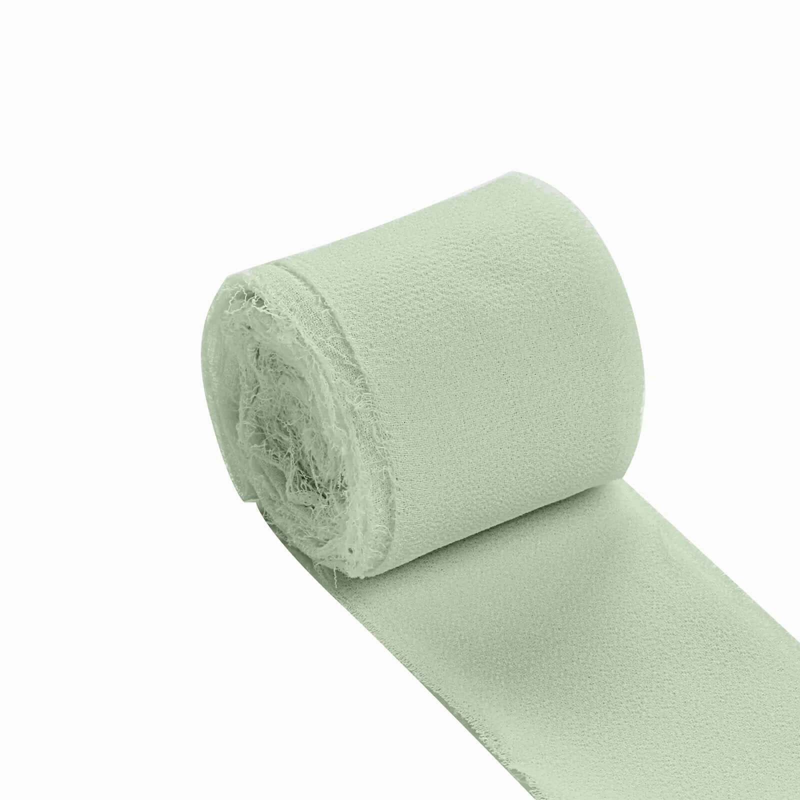 2 Pack 6yds Sage Green Silk-Like Chiffon Ribbon Roll, DIY Wedding Bouquet Linen Wrap