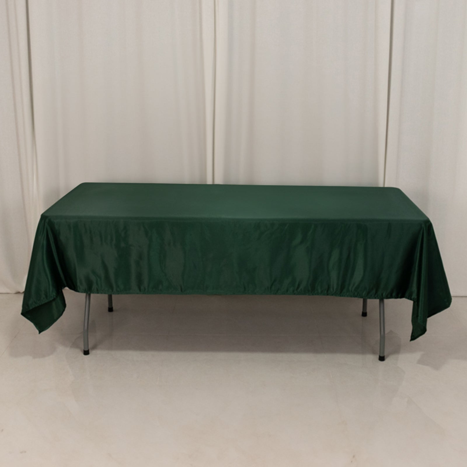 Lamour Satin 60x102 Rectangle Tablecloth Hunter Emerald Green - Durable & Silky Soft Feel Table