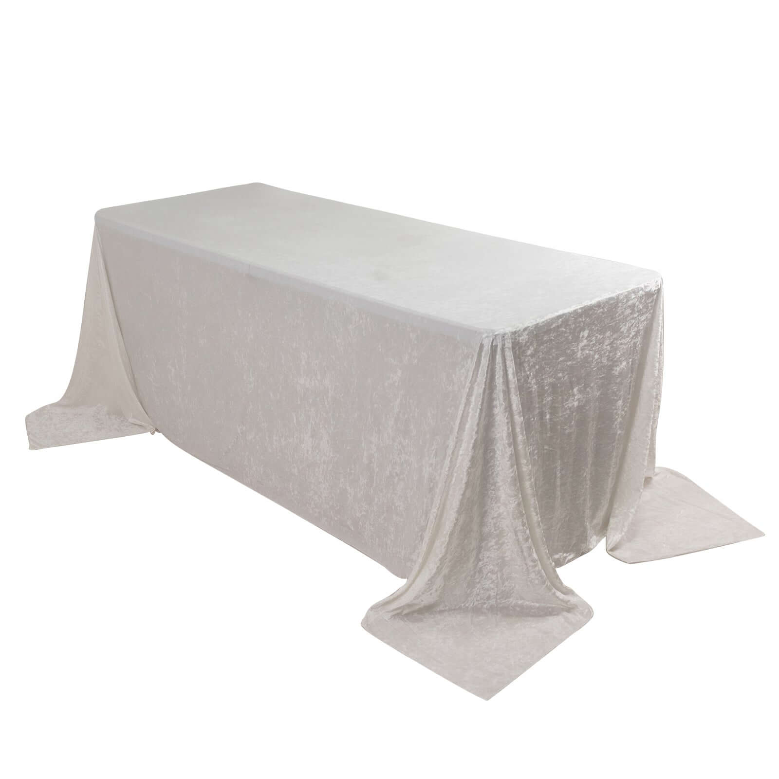 Premium Crushed Velvet 90x132 Rectangle Tablecloth White - Reusable Soft & Graceful Seamless Table Cover