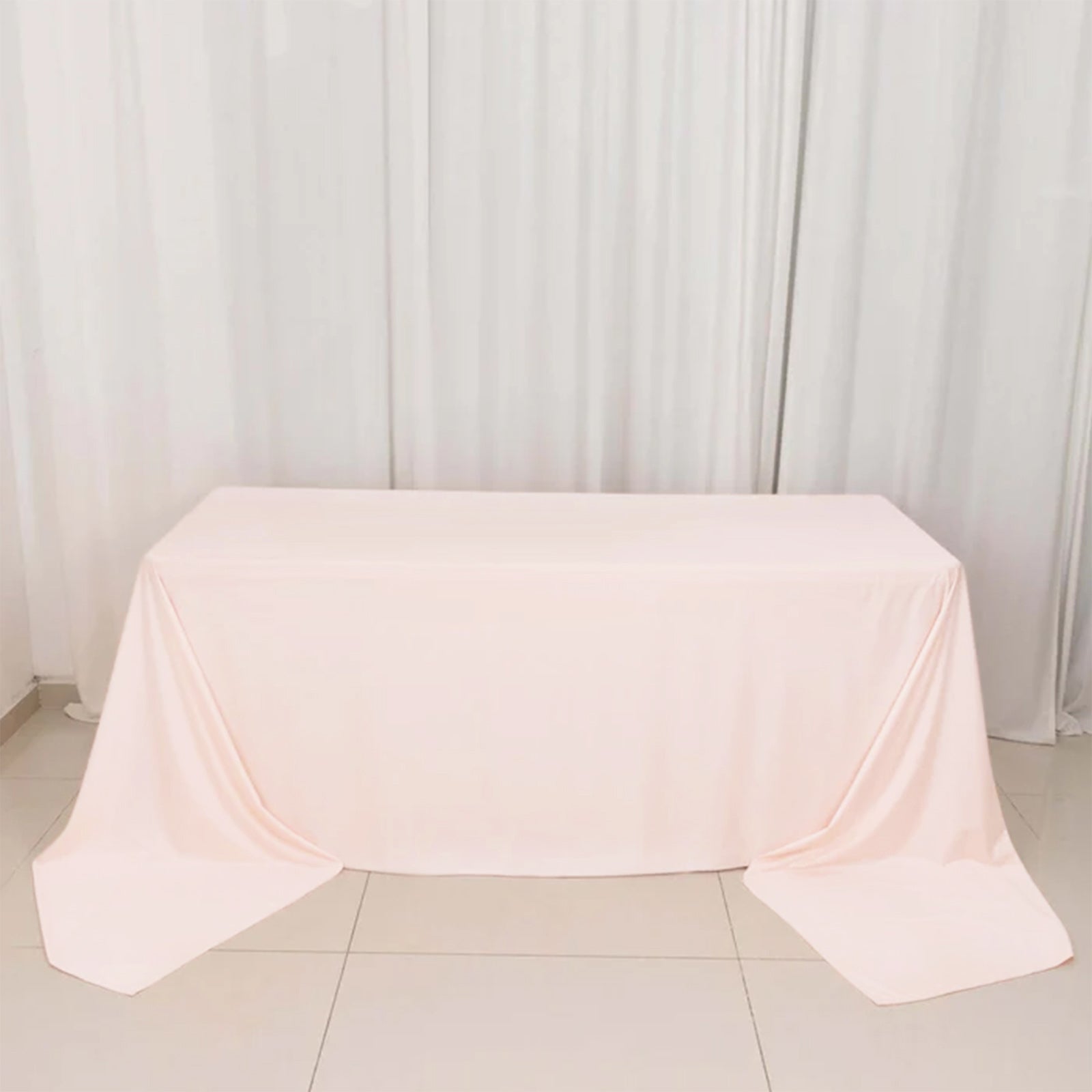 Premium Scuba Rectangular 90x156 Tablecloth Blush - Wrinkle Free, Stain Resistant & Seamless Table Cover