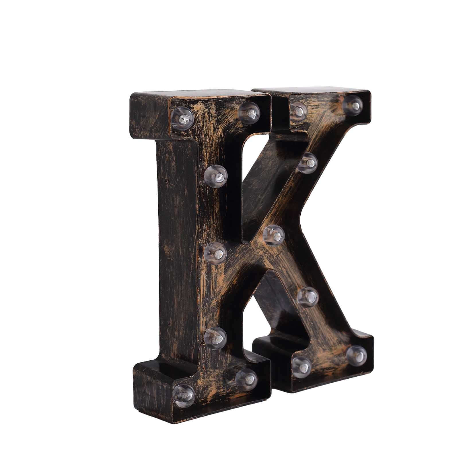 LED Marquee Letter K Industrial Style Antique Black - Light-Up Alphabet Sign for Weddings & Displays 9