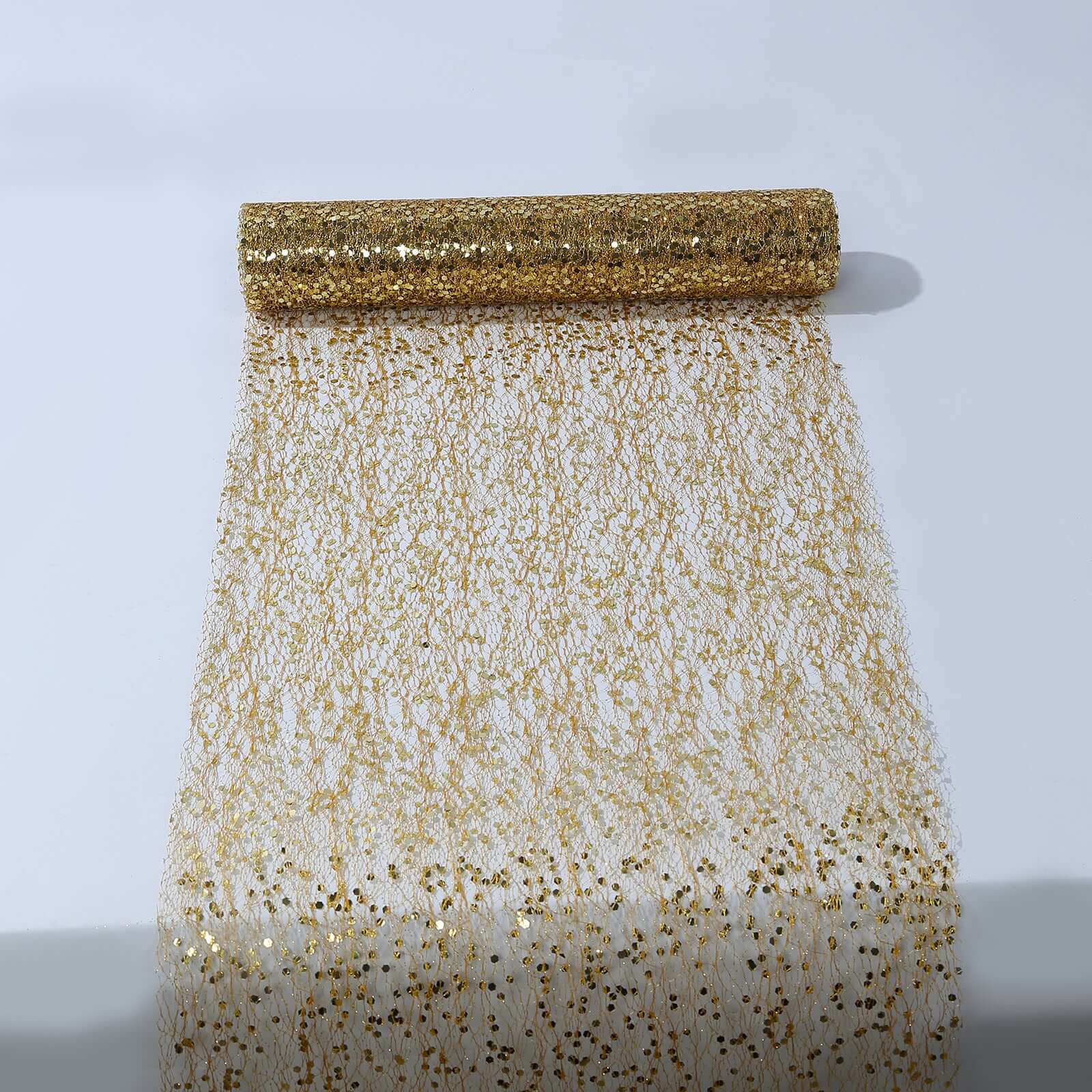 Mesh 11x108 Table Runner Metallic Gold - Sequin Design for Convenient Event Decoration