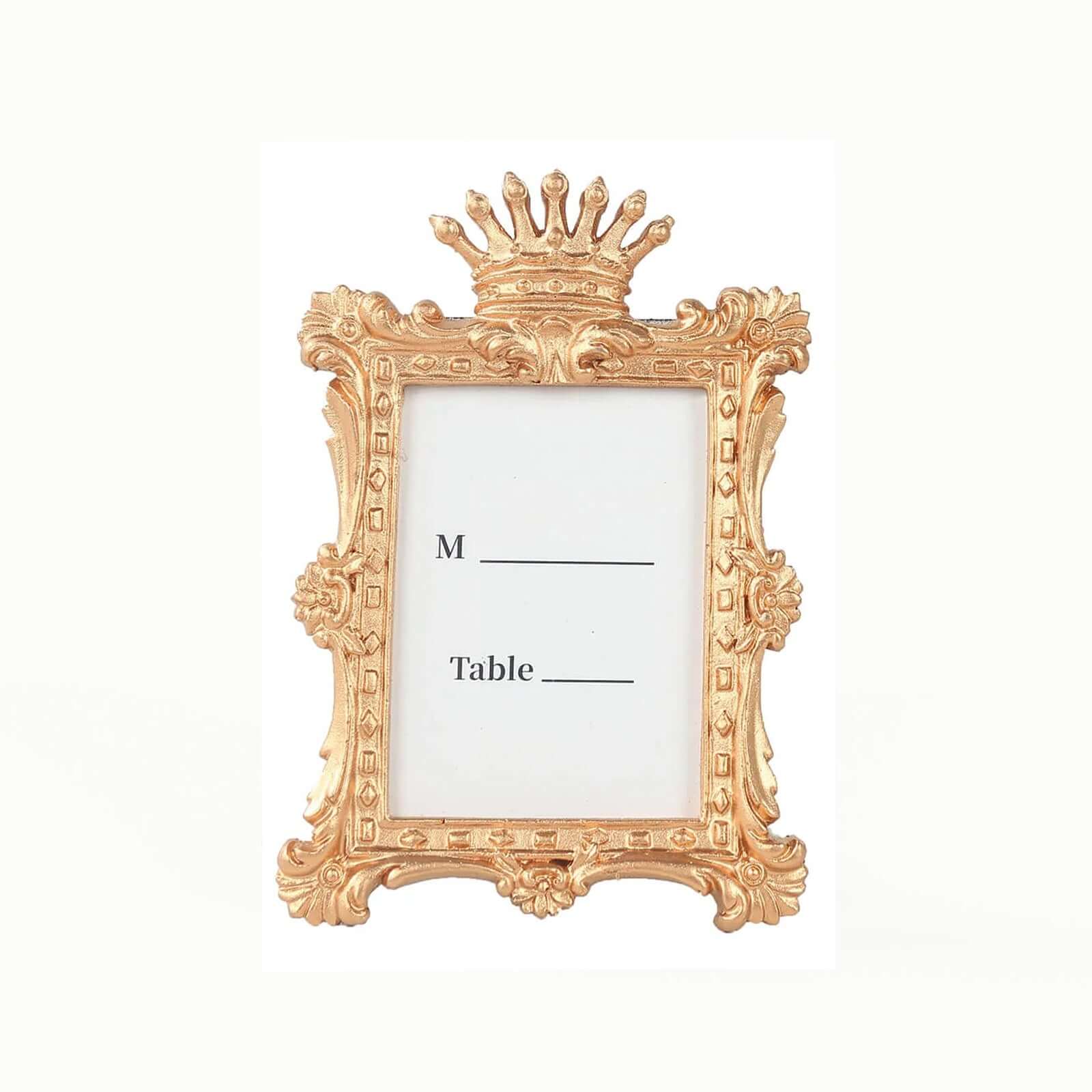 4-Pack Picture Frames Gold Resin Vintage Crown Design Rectangle - Mini Photo Frame Wedding Place Card Holders & Party Favors 4.5x3