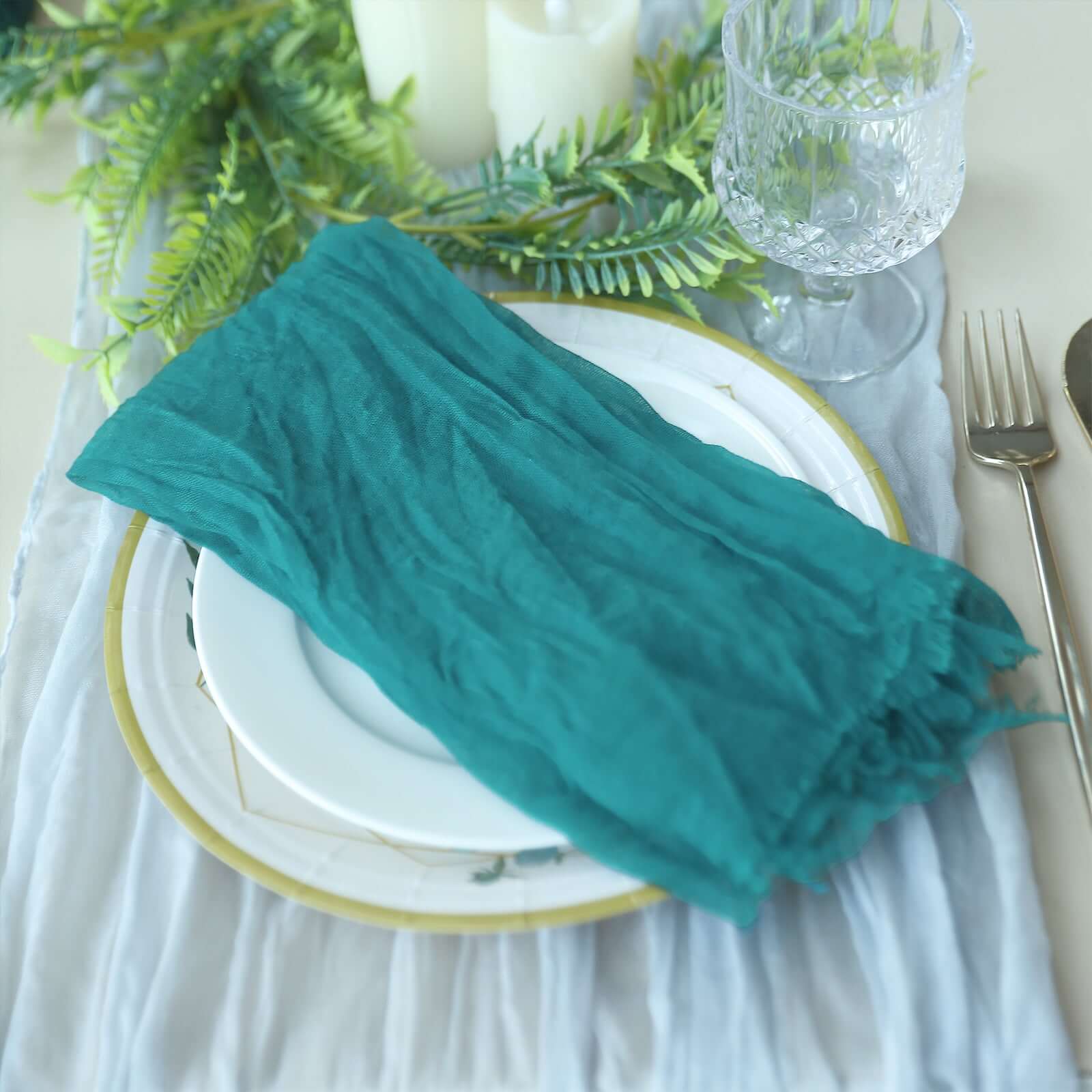 5 Pack Gauze Cheesecloth 24x19 Napkins Peacock Teal Reusable Dinner Napkins