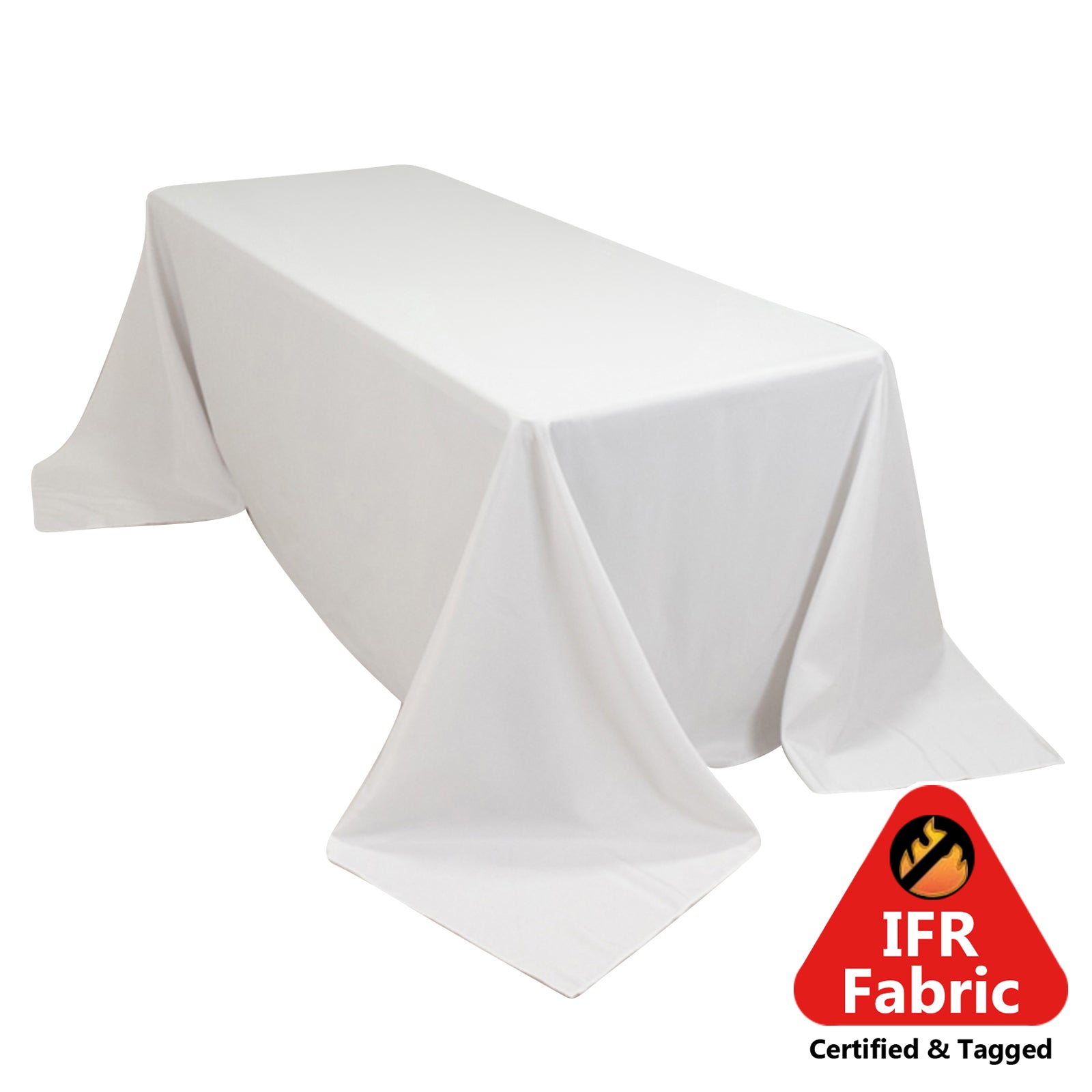 Fire Retardant Premium Polyester 90x132 Rectangular Tablecloth White - Stylish High-Performance Seamless Table Cover for Large Gatherings