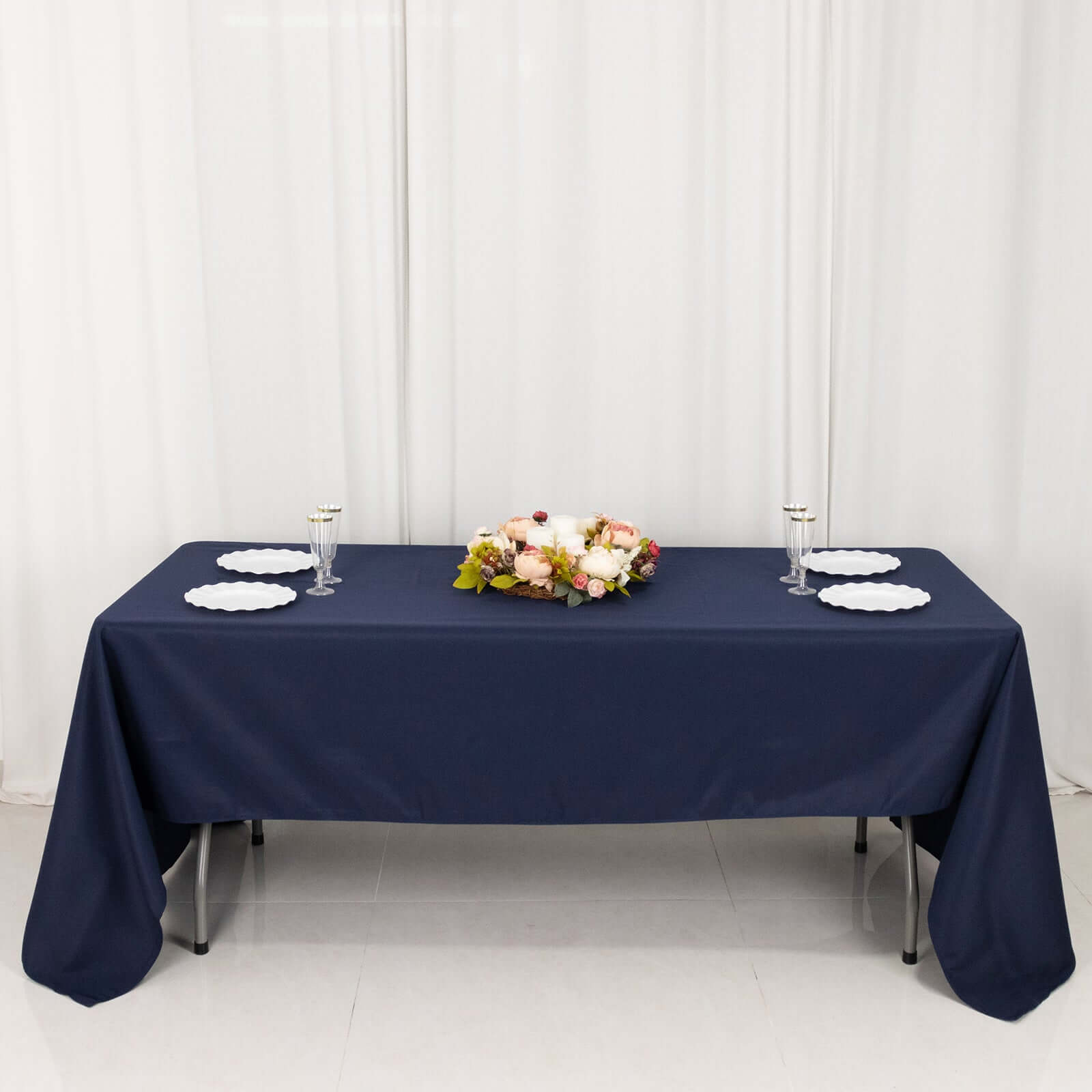 Premium Polyester 60x126 Rectangle Tablecloth Navy Blue - Stain-Resistant 220GSM Finish Table Cover