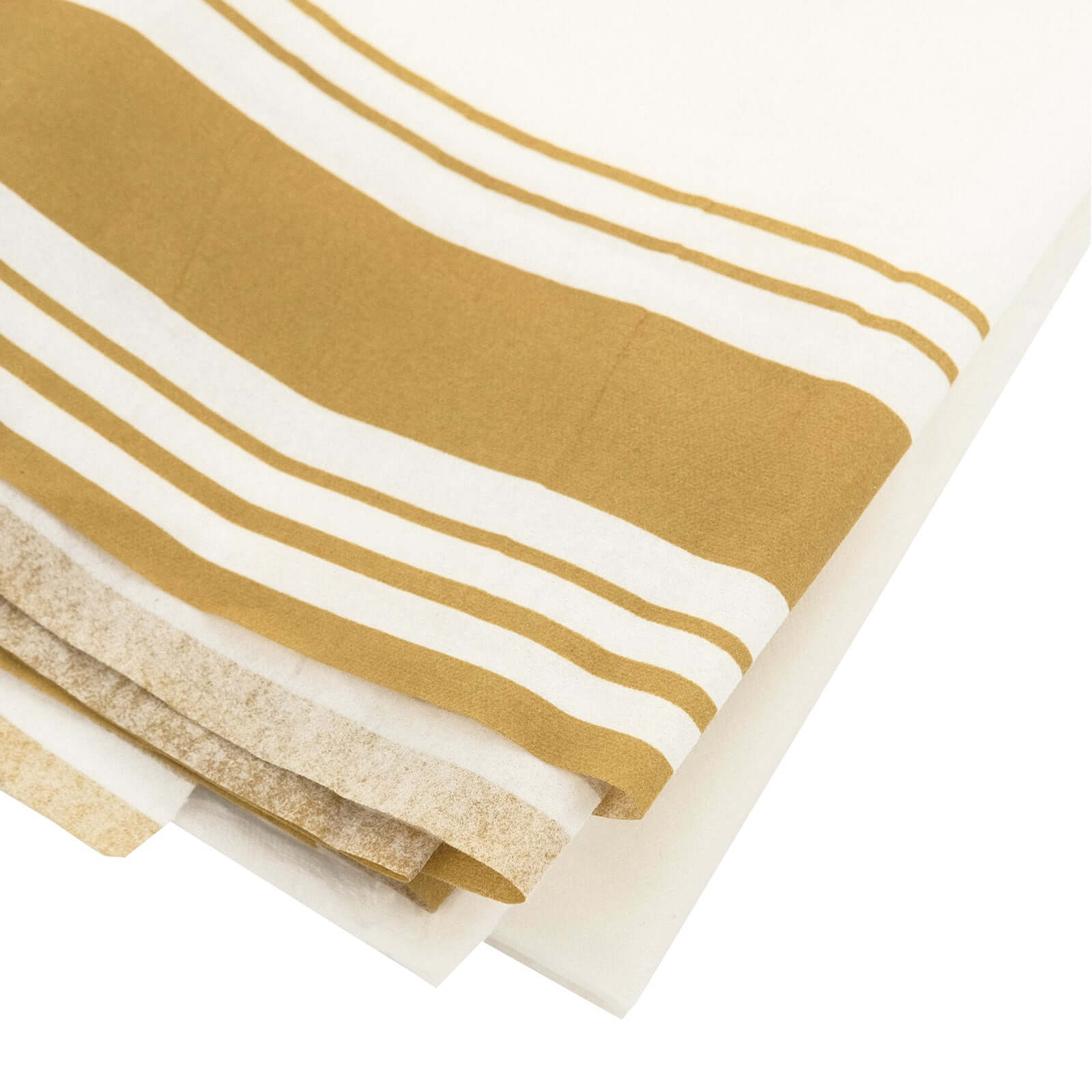 Paper Linen-Like Tablecloth Rectangle White with Gold Striped Border - Decorative Disposable Cover for Events 50x108