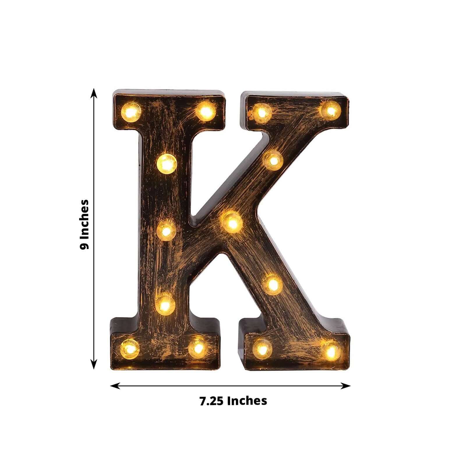 LED Marquee Letter K Industrial Style Antique Black - Light-Up Alphabet Sign for Weddings & Displays 9