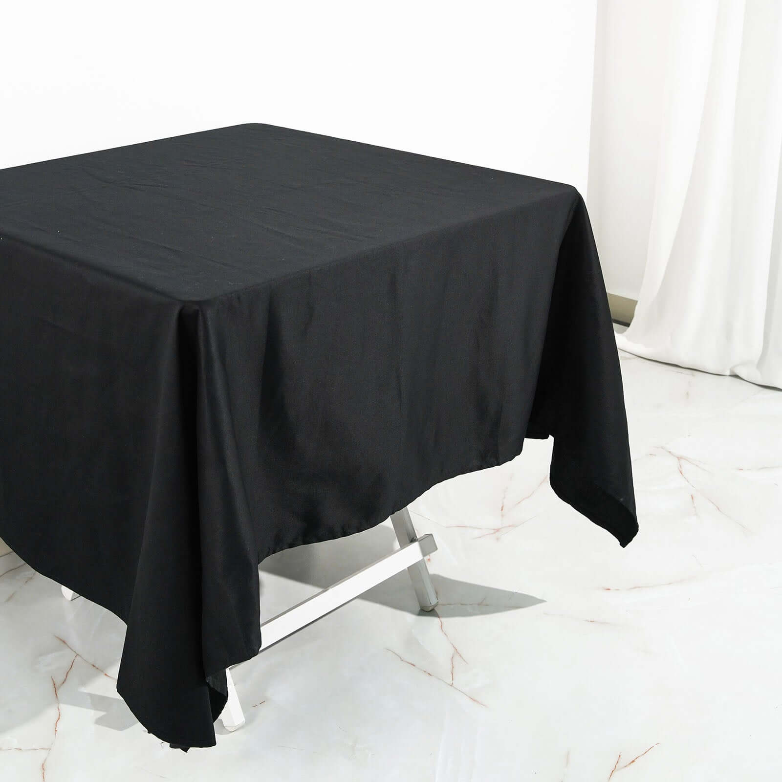 100% Cotton 70x70 Square Tablecloth Black Linen - Soft & Breathable Fabric Table Cover