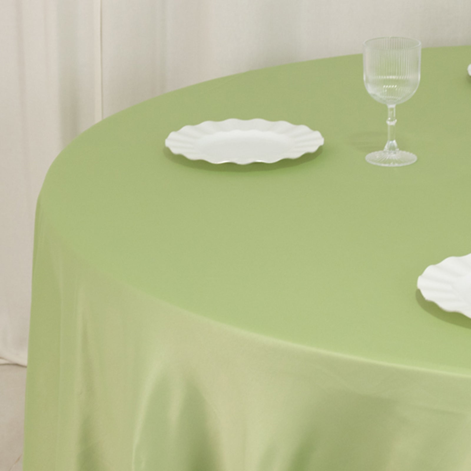 Lamour Satin 108 Round Tablecloth Sage Green - Durable & Silk-Like Table Cover