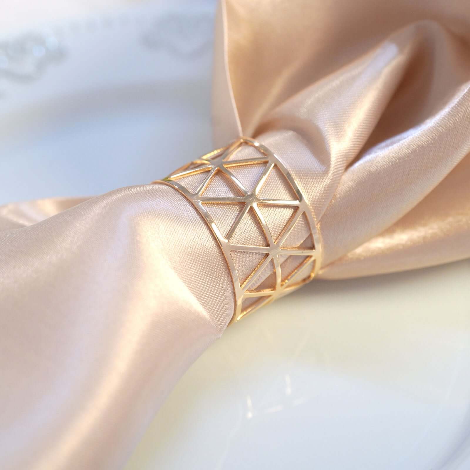 5 Pack Metallic Gold Geometric Napkin Rings, Paper Napkin Holders