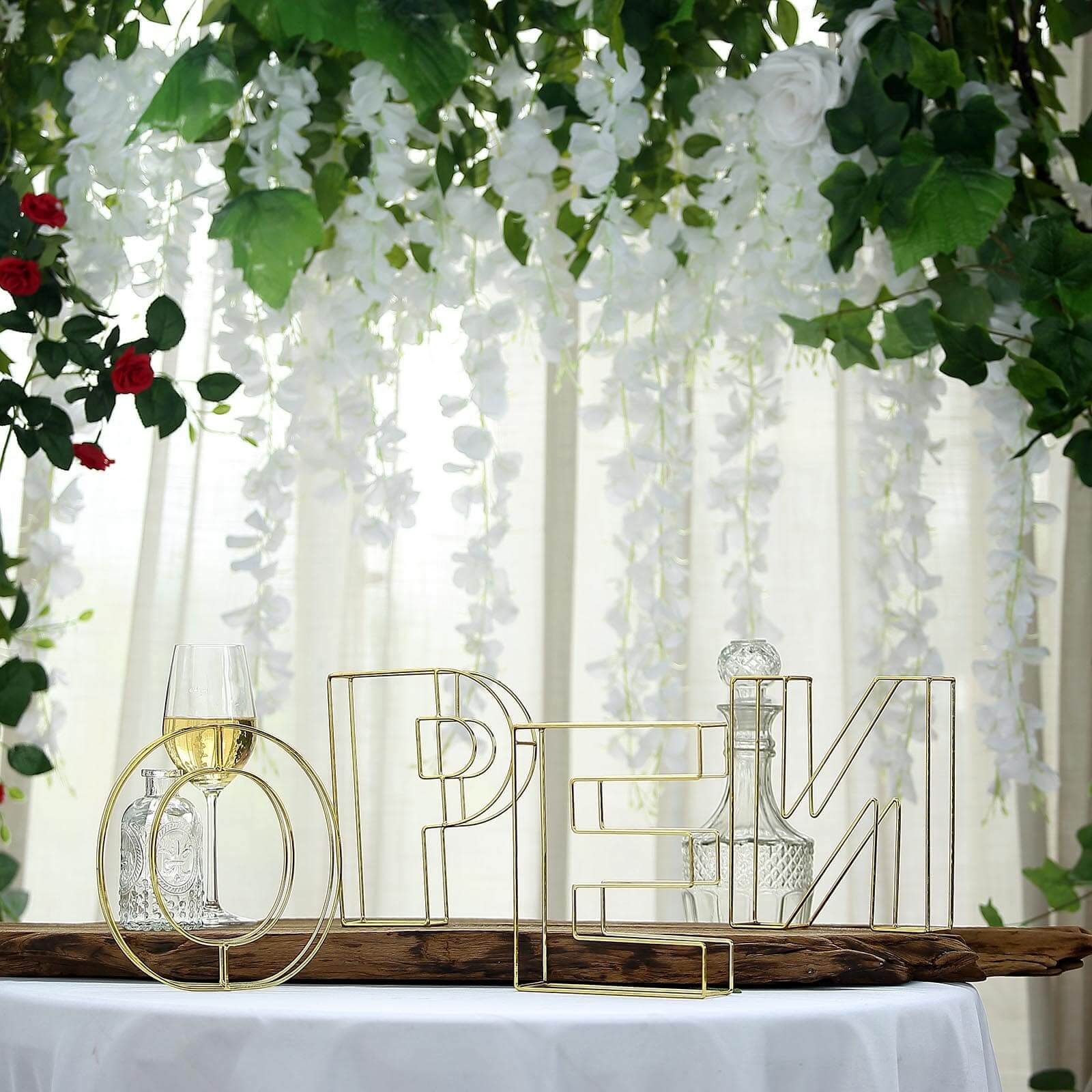 8 Tall Gold Freestanding 3D Decorative Wire Letter, Wedding Centerpiece - I