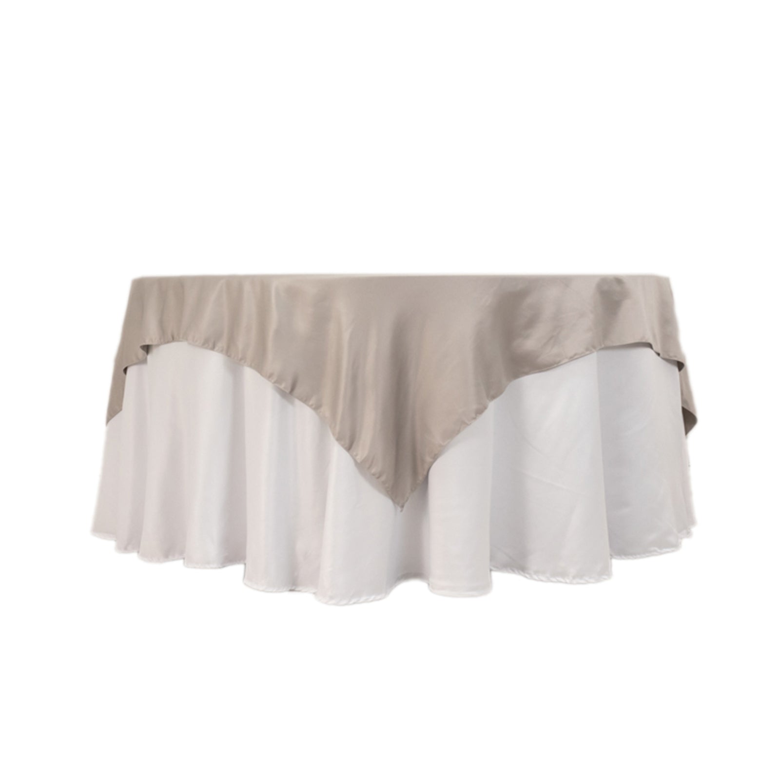 Lamour Satin 72x72 Table Overlay Square Tablecloth Silver - Smooth Finish Table Topper
