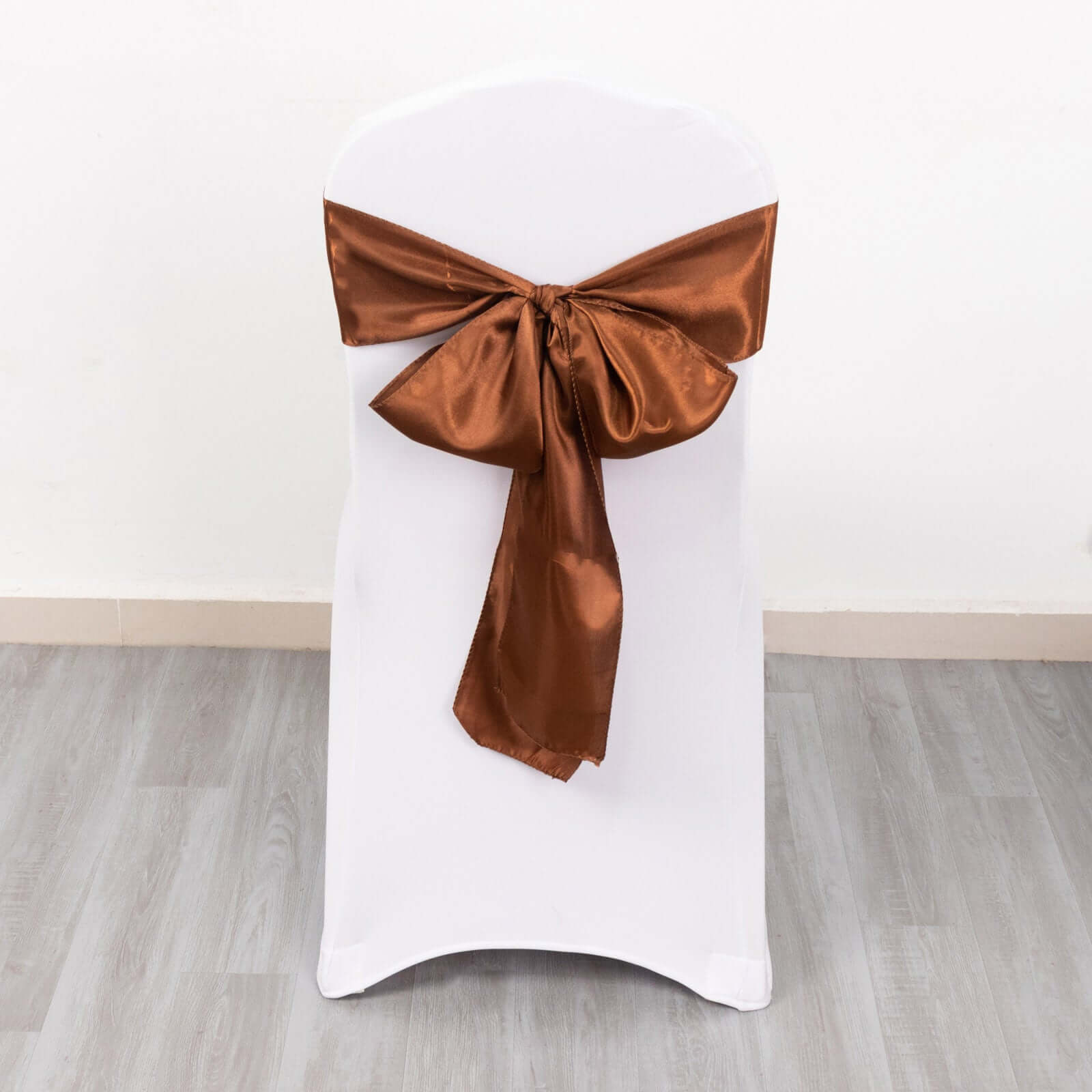 5 Pack Satin Chair Sashes Cinnamon Brown - Durable Chair Bows with Shiny Finish 6x106