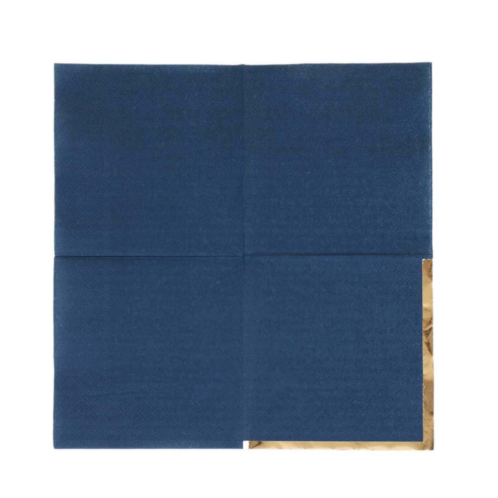 50-Pack Paper Beverage Napkins Navy Blue with Gold Foil Edge - 2 Ply Disposable Soft 18GSM Cocktail Napkins 5x5