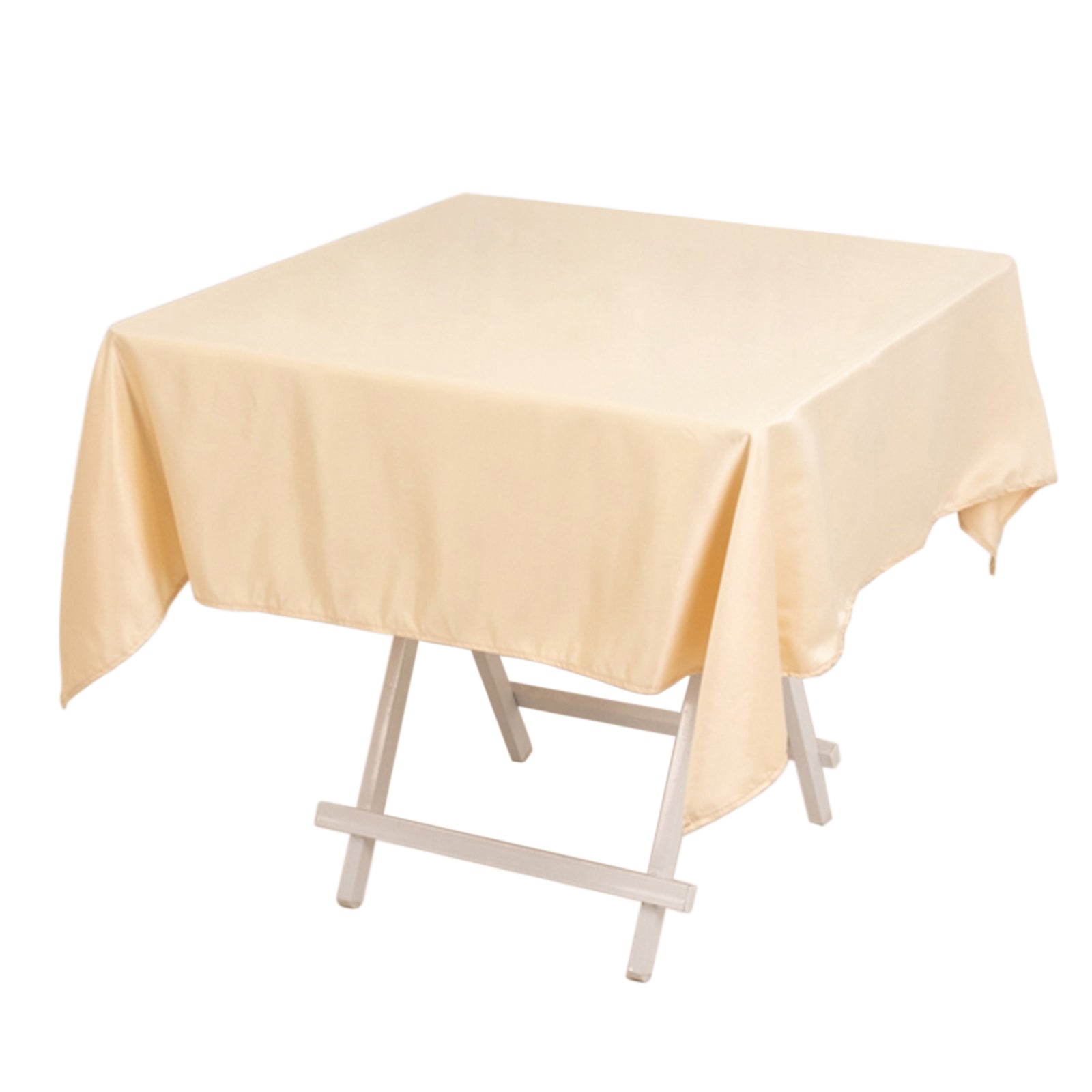 Lamour Satin 54x54 Square Tablecloth Beige - Durable & Silk-Like Table Cover