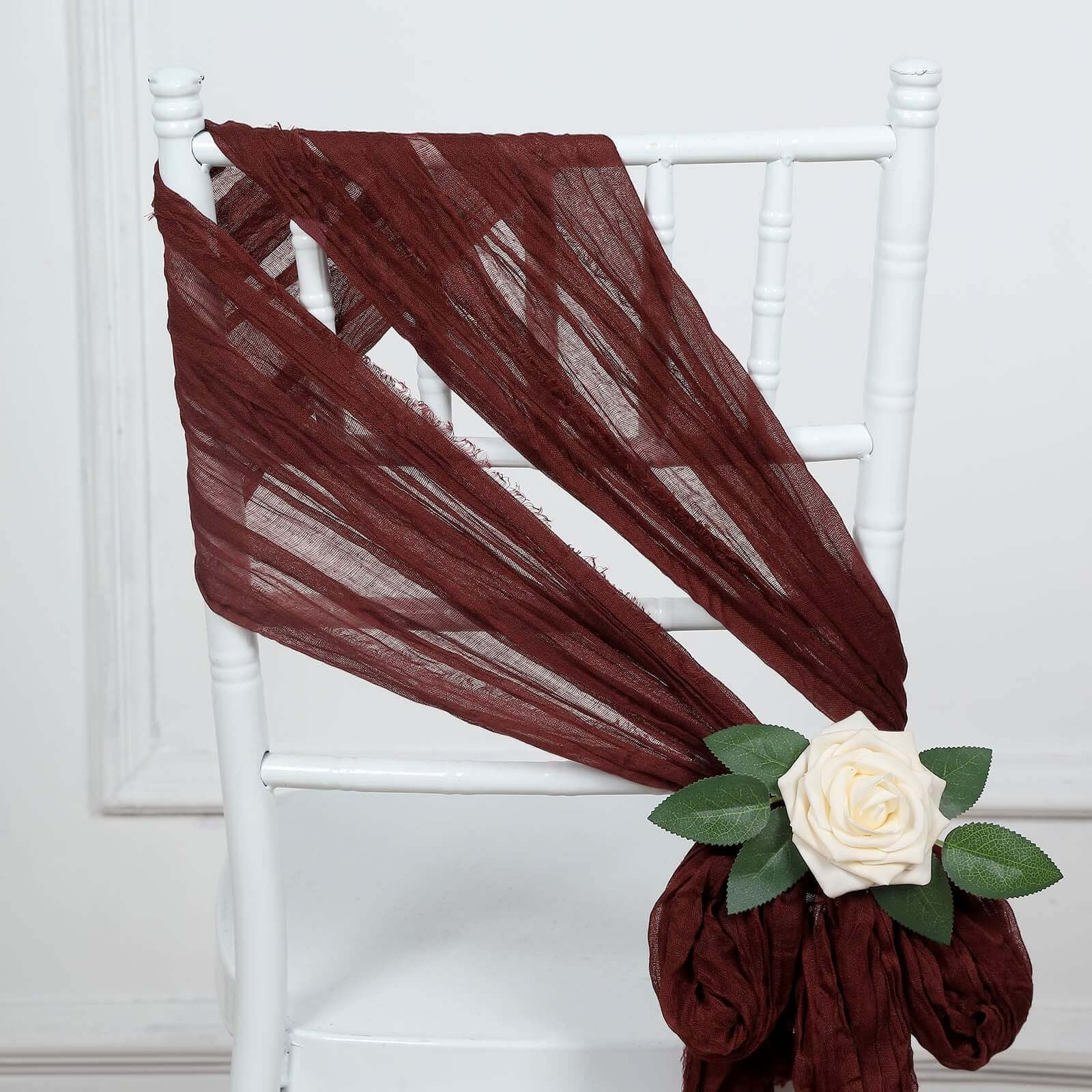 5 Pack Cheesecloth Gauze 16x88 Chair Sashes Burgundy - Boho Chair Decorations